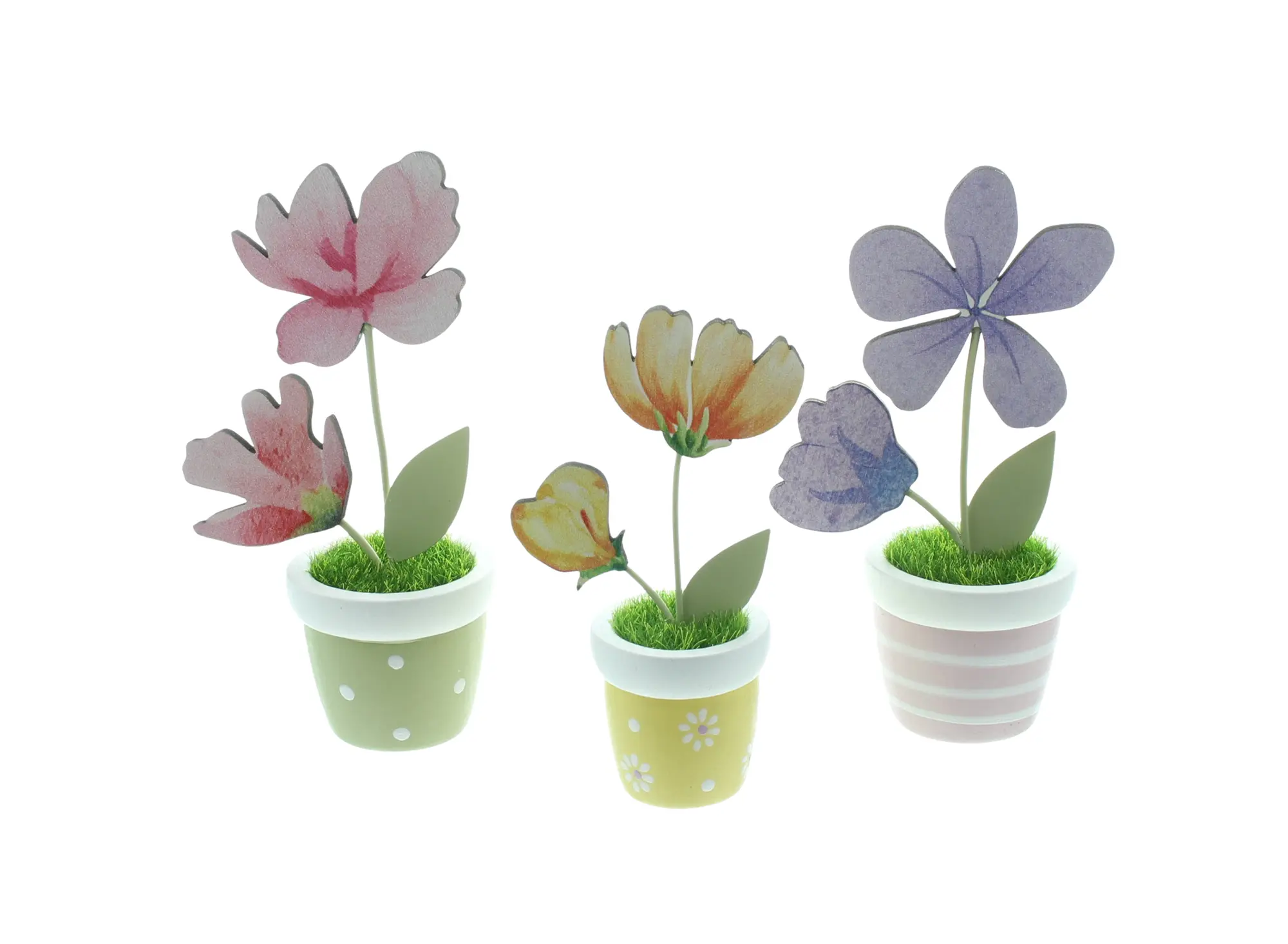 Blumendeko "Bunte Töpfchen", 3er Set  im Frank Flechtwaren Online Shop für Pastelltöne kaufen
