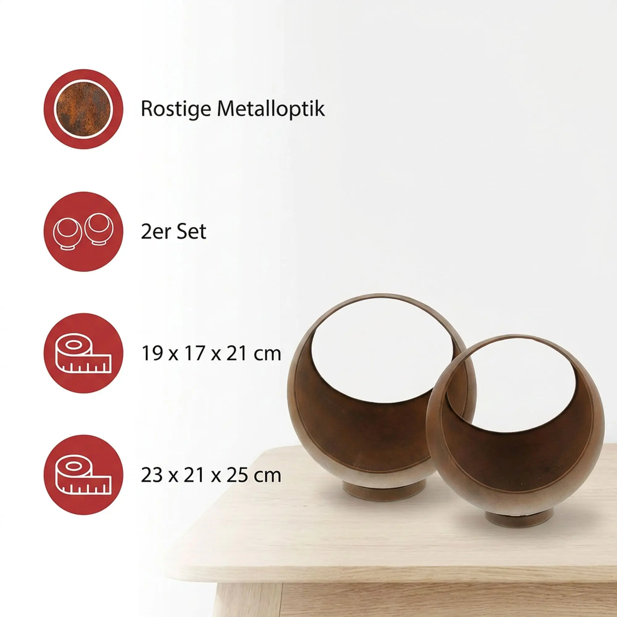 Pflanzkugel "Rost", 2er Set  im Frank Flechtwaren Online Shop für Bunter Ostergarten kaufen