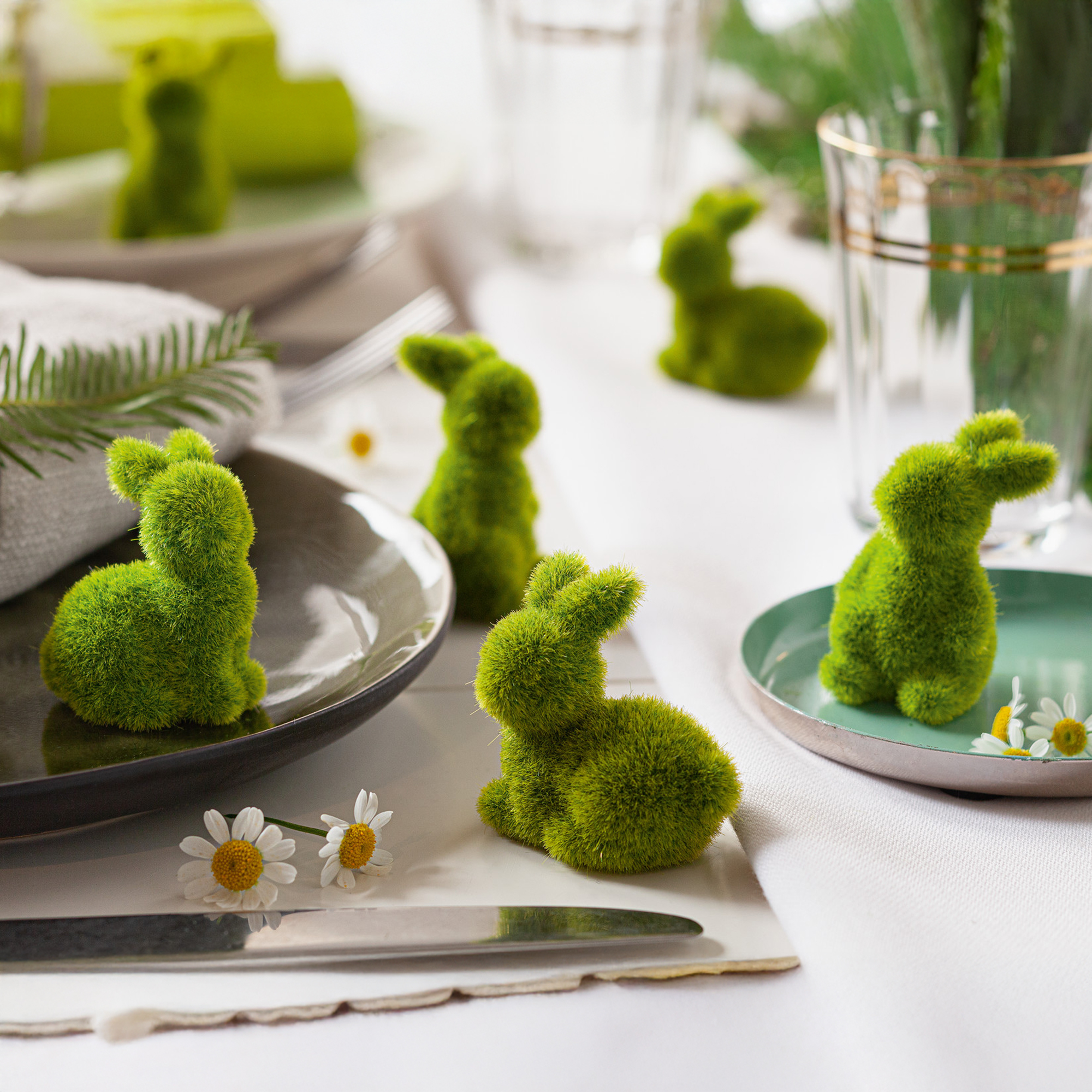 Mini-Hase "Moos", 12er Set  im Frank Flechtwaren Online Shop für Ostern kaufen