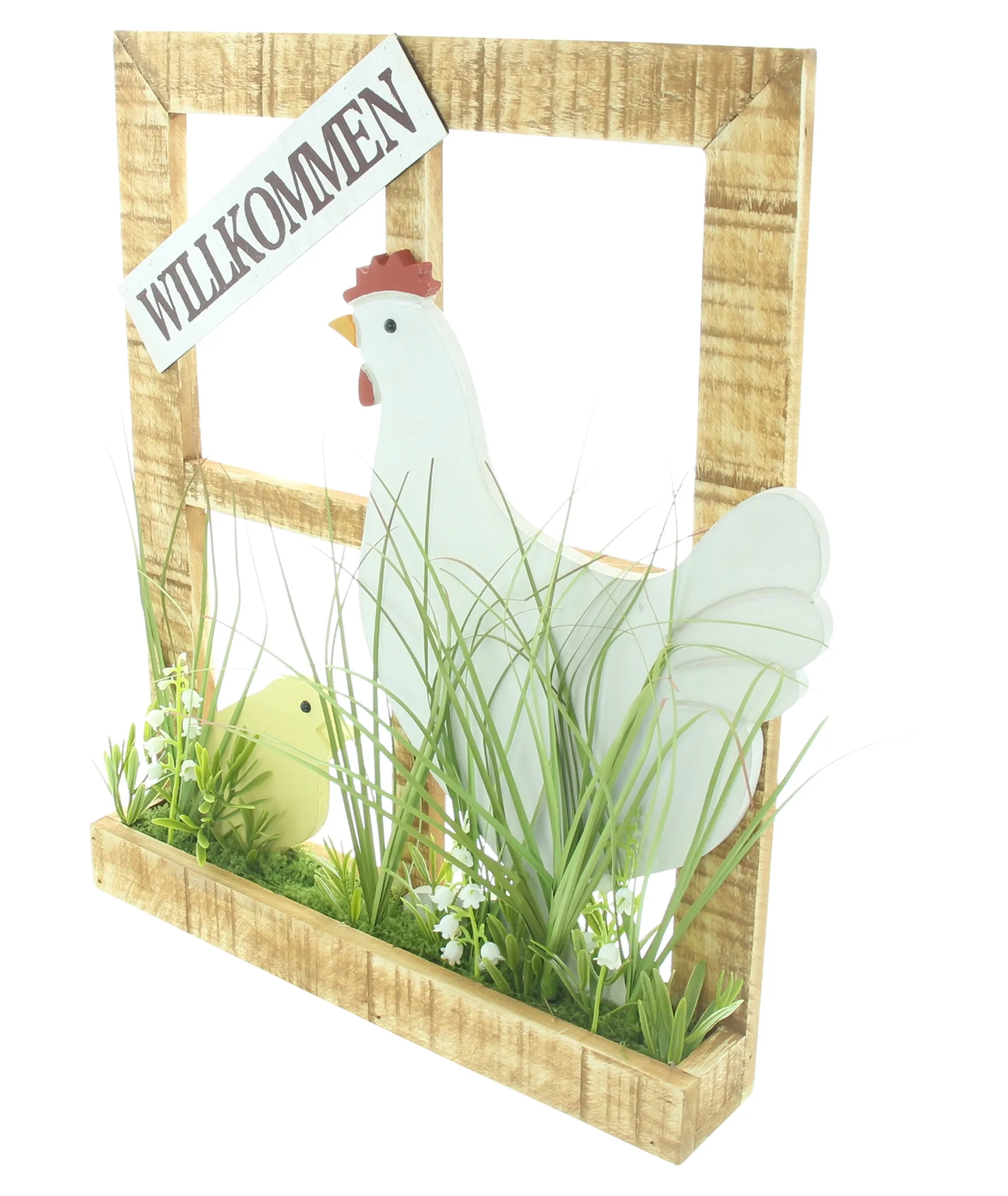 Dekofenster "Huhn mit Küken"  im Frank Flechtwaren Online Shop für Hasen &amp; Co kaufen