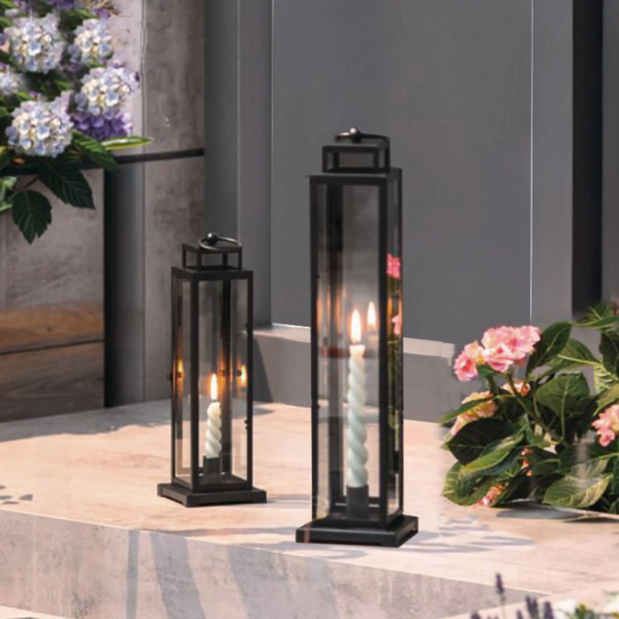 Laterne "Modern Black", 2er Set  im Frank Flechtwaren Online Shop für Magie des Sommers kaufen