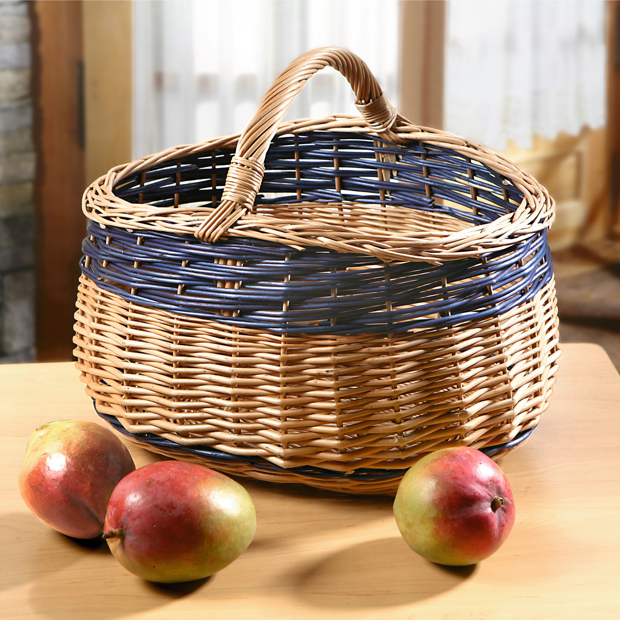 Einkaufskorb "Natur/Blau"  im Frank Flechtwaren Online Shop kaufen