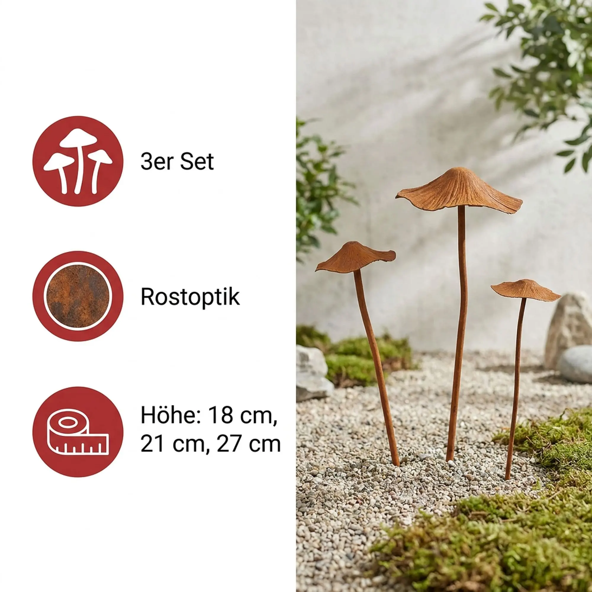 Stecker "Pilze", 3er Set  im Frank Flechtwaren Online Shop für Waldspaziergang kaufen