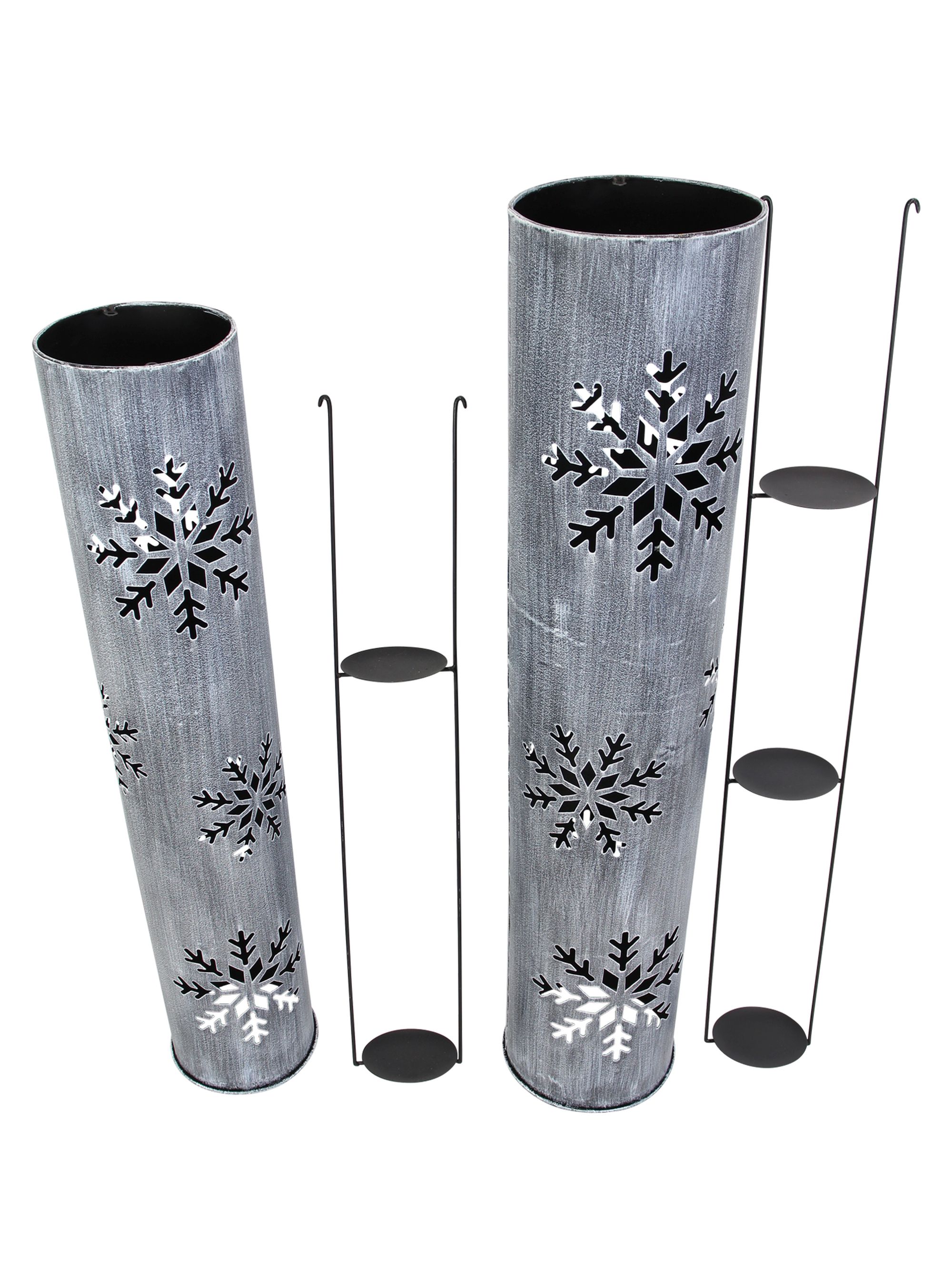 Windlichtsäule "Schneeflocke", 2er Set  im Frank Flechtwaren Online Shop für Weihnachtslichter kaufen