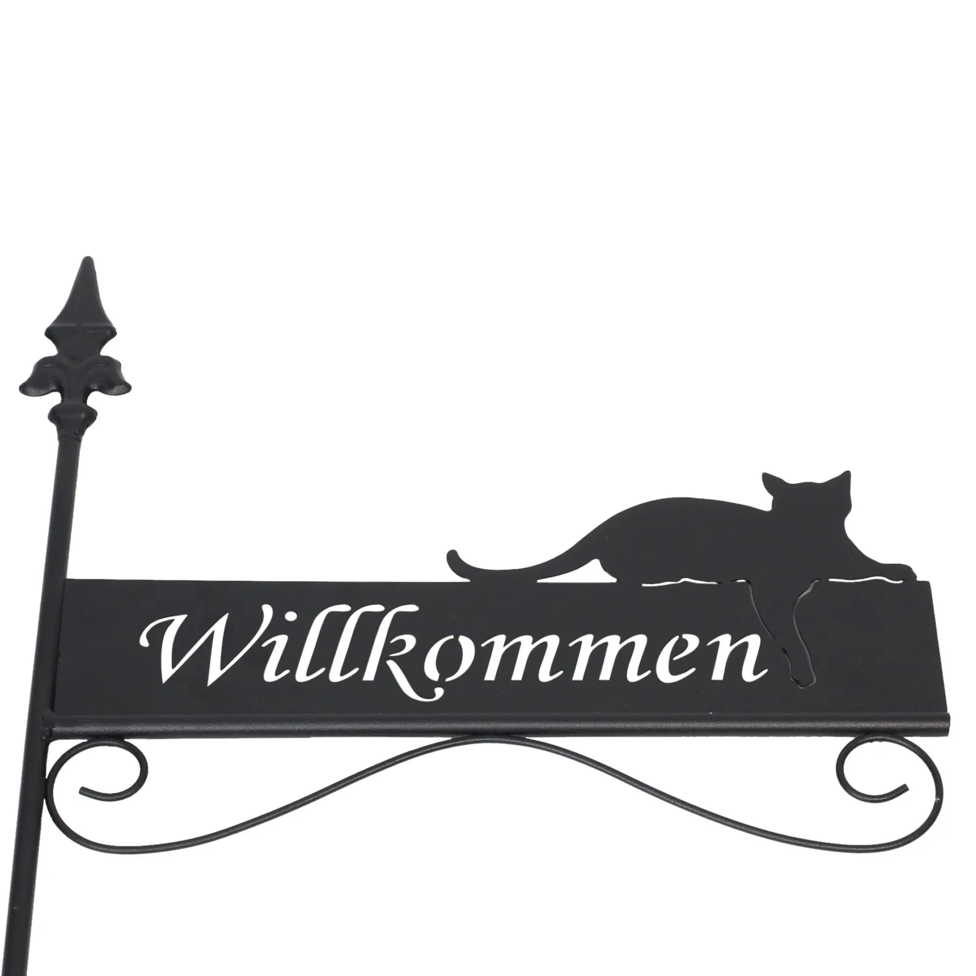 Metallstecker "Willkommen"  im Frank Flechtwaren Online Shop für Gartenstecker kaufen