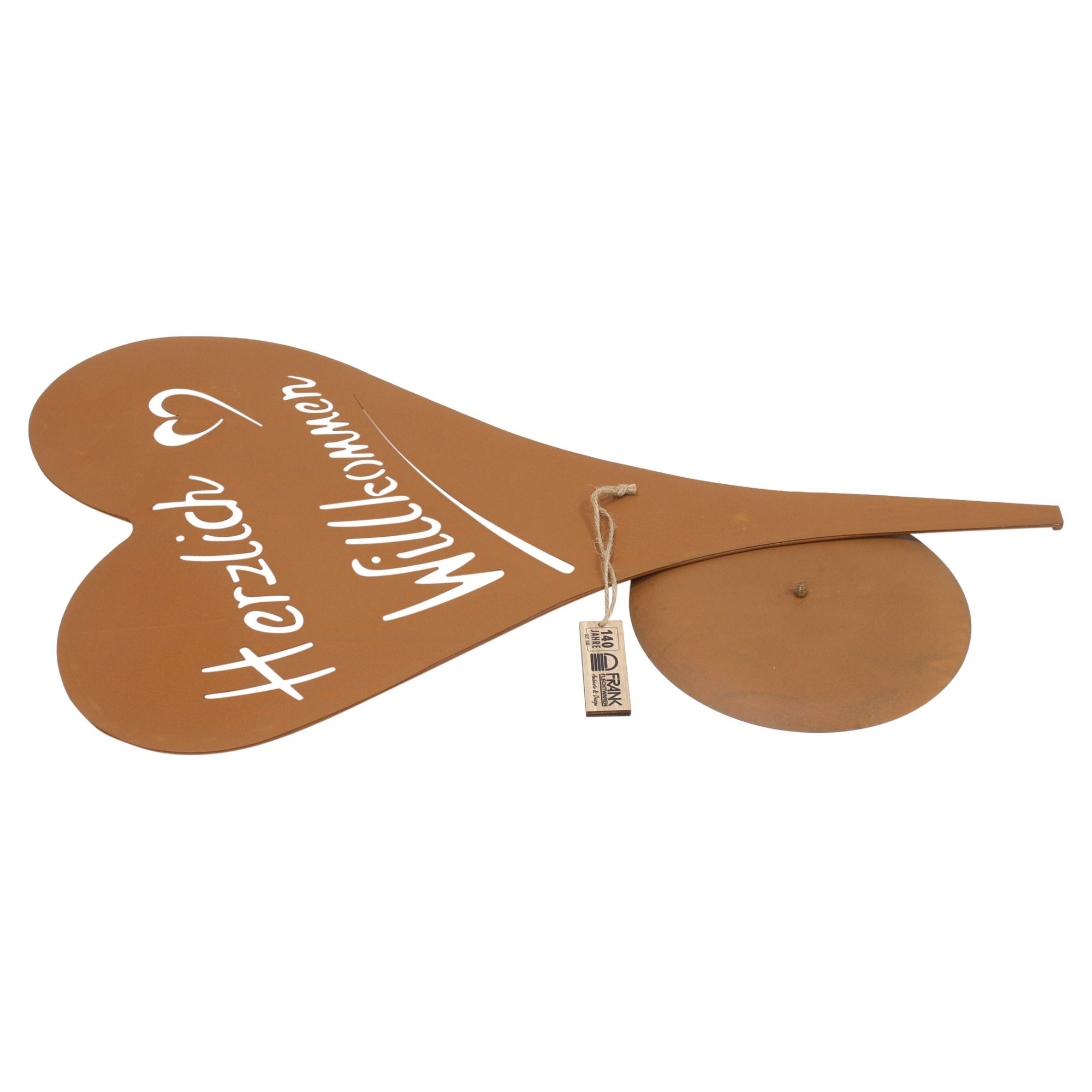Herz "Herzlich Willkommen"  im Frank Flechtwaren Online Shop für Gartendeko kaufen