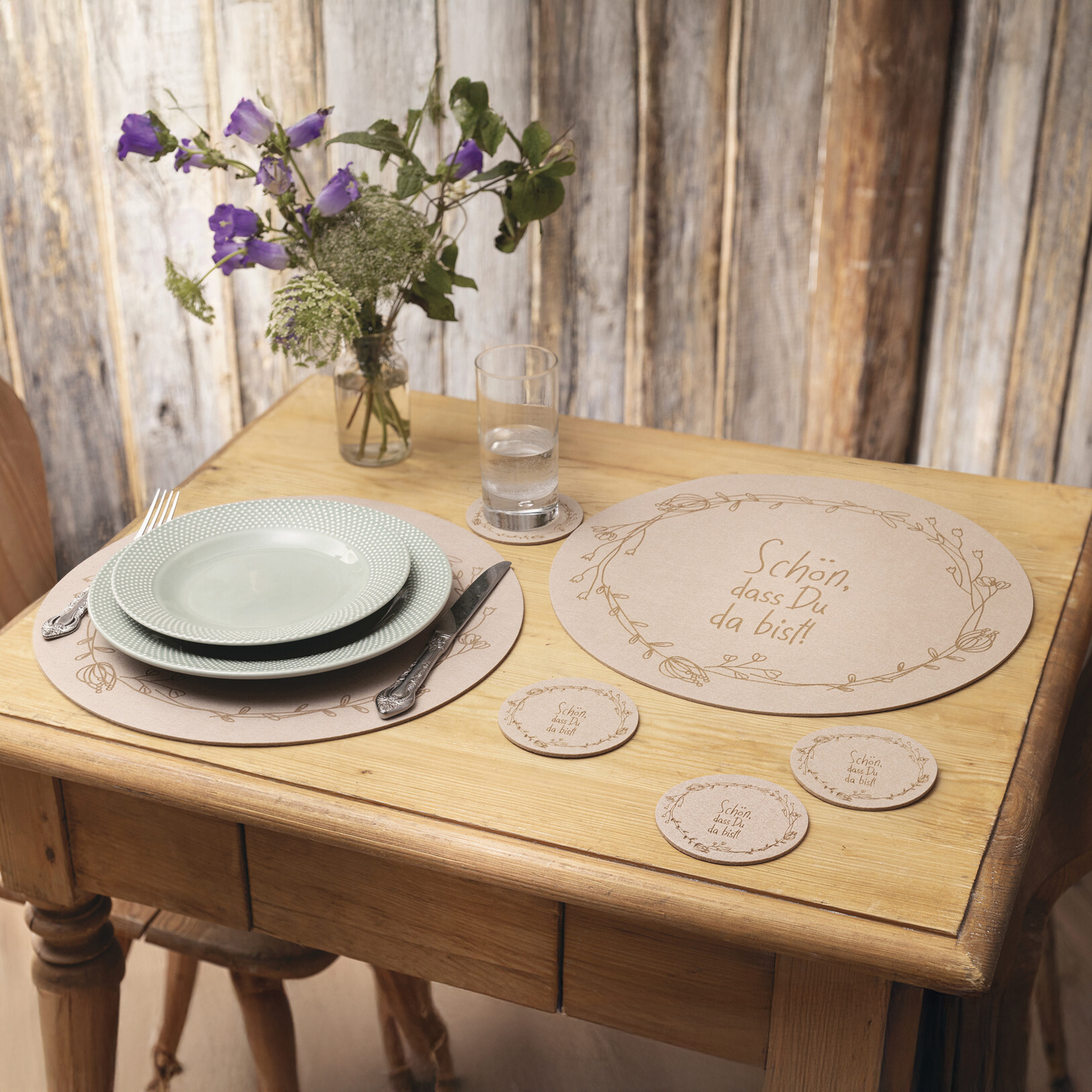 Platzmatte "Schön, dass Du da bist", 2er Set  im Frank Flechtwaren Online Shop kaufen