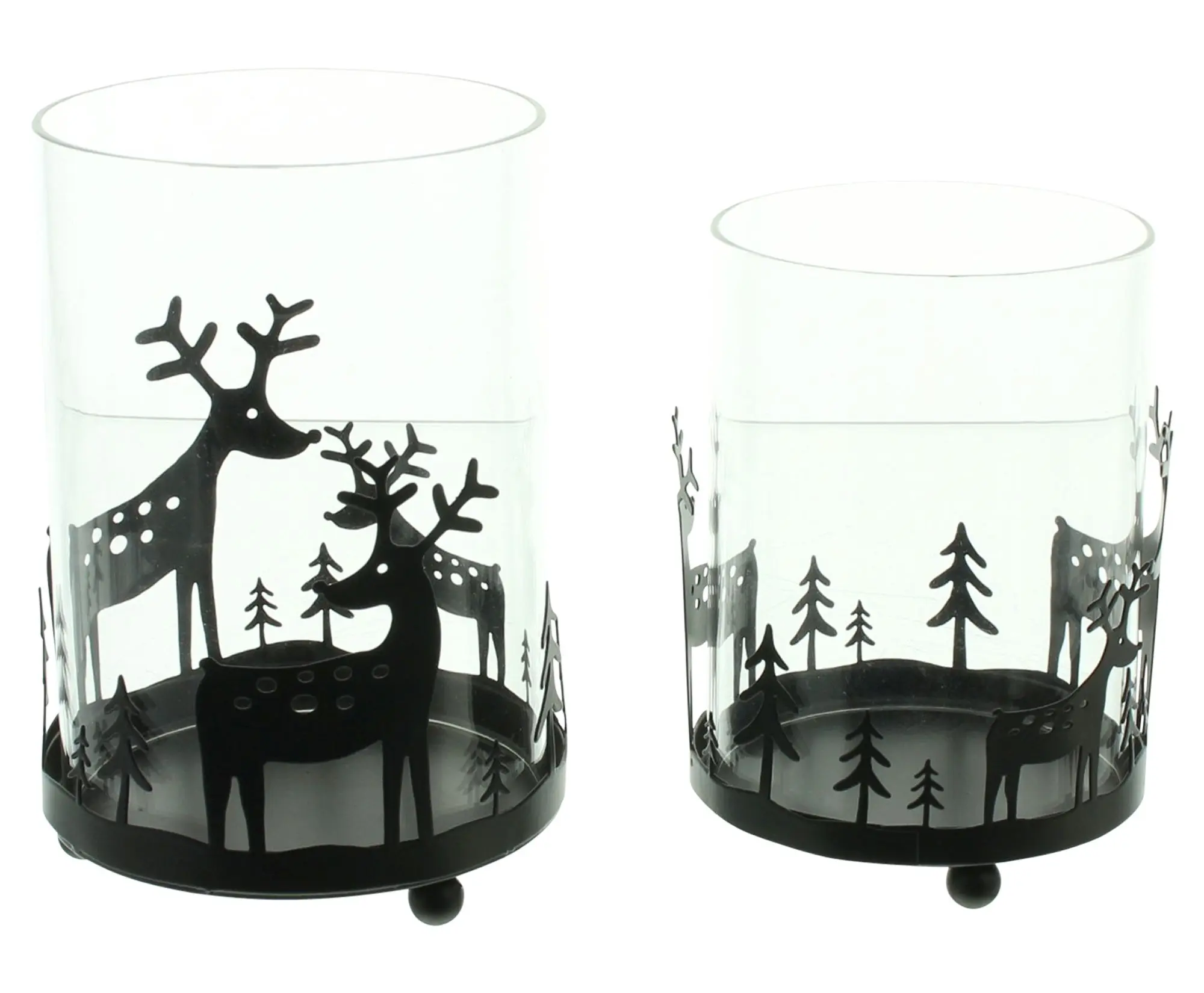 Windlicht "Rentier im Wald", 2er Set  im Frank Flechtwaren Online Shop für Windlichter kaufen
