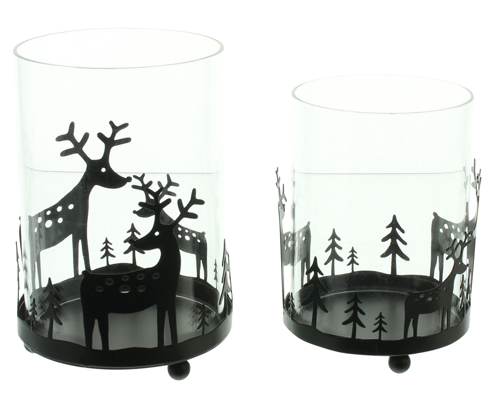 Windlicht "Rentier im Wald", 2er Set  im Frank Flechtwaren Online Shop für Weihnachten kaufen