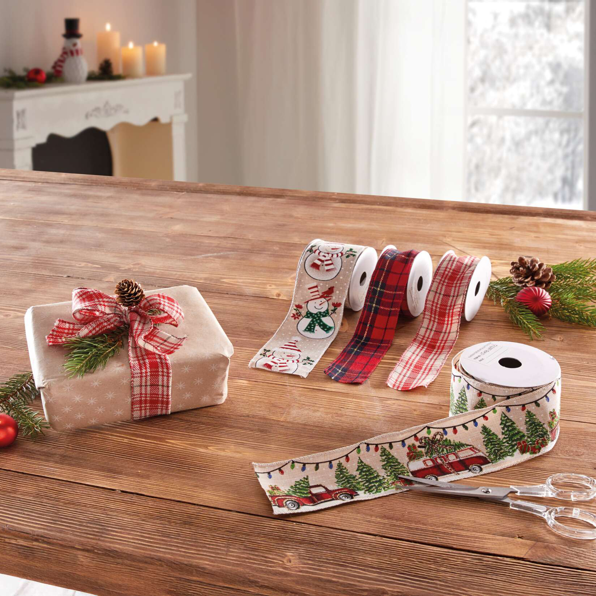 Dekoband "Winterzeit", 4er Set  im Frank Flechtwaren Online Shop für Weihnachtliche Kränze kaufen