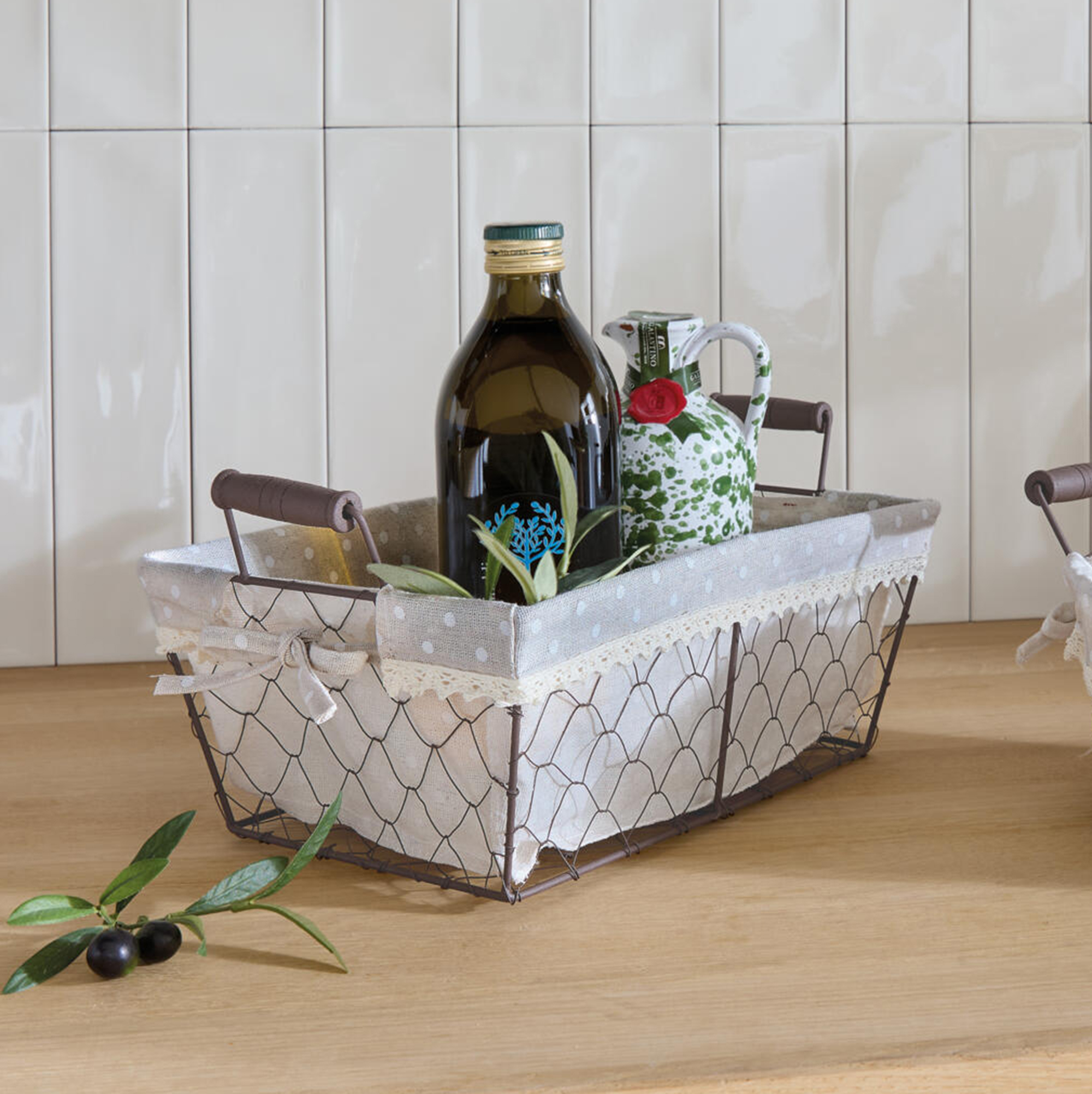 Füllkorb "Pünktchen", eckig  im Frank Flechtwaren Online Shop kaufen