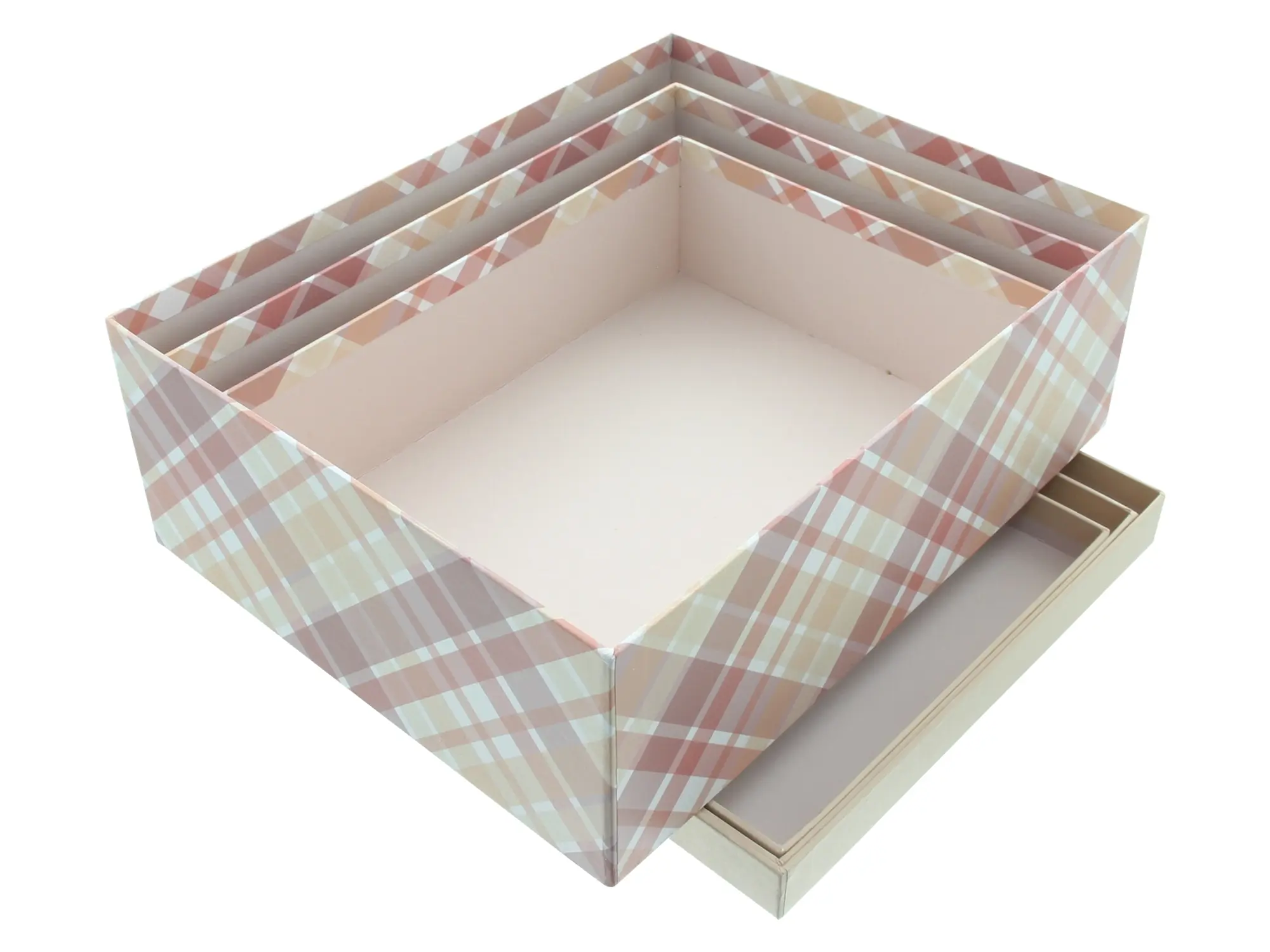 Geschenkbox "Kariert", 3er Set  im Frank Flechtwaren Online Shop für Geschenkboxen kaufen