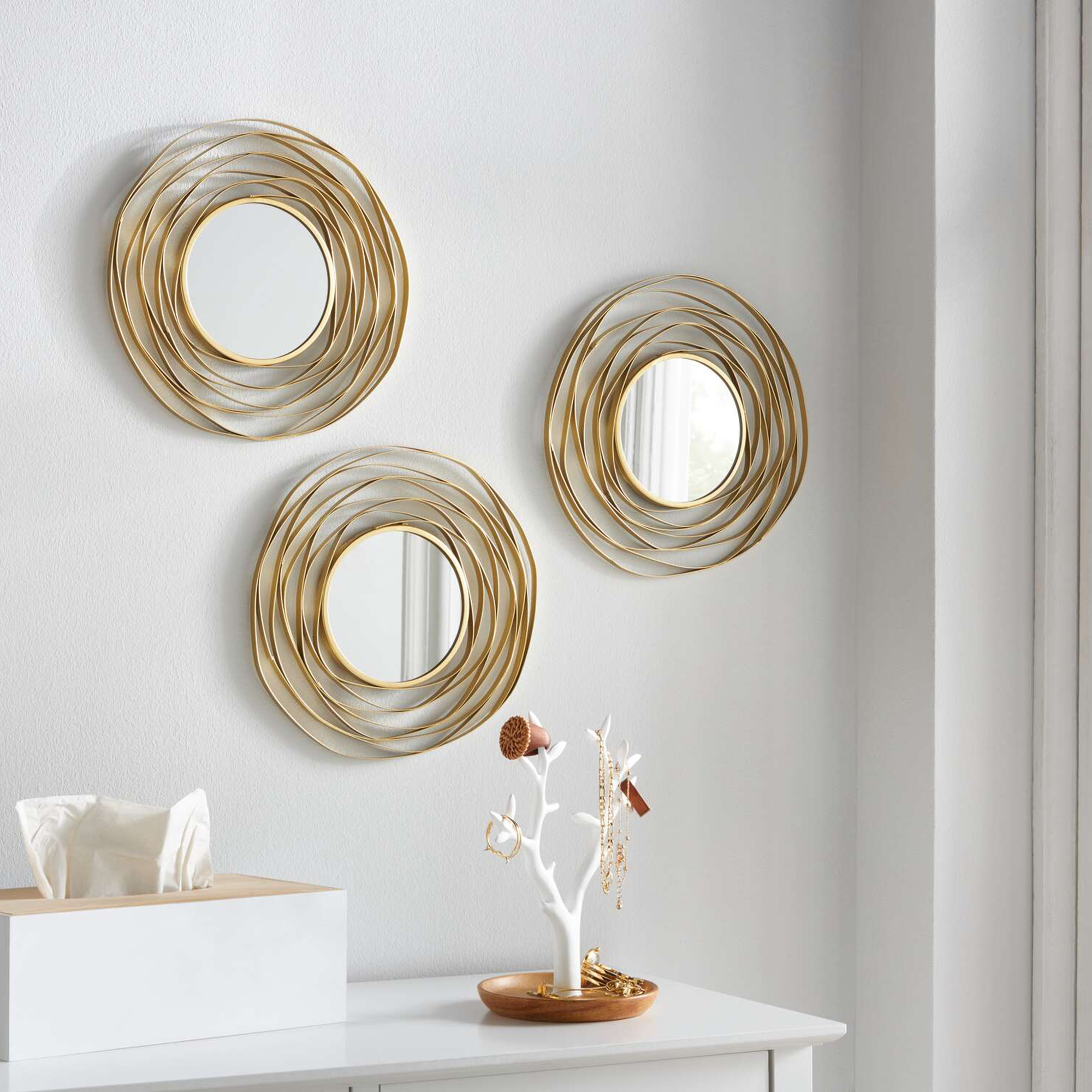 Spiegel "Gold", 3er Set  im Frank Flechtwaren Online Shop kaufen