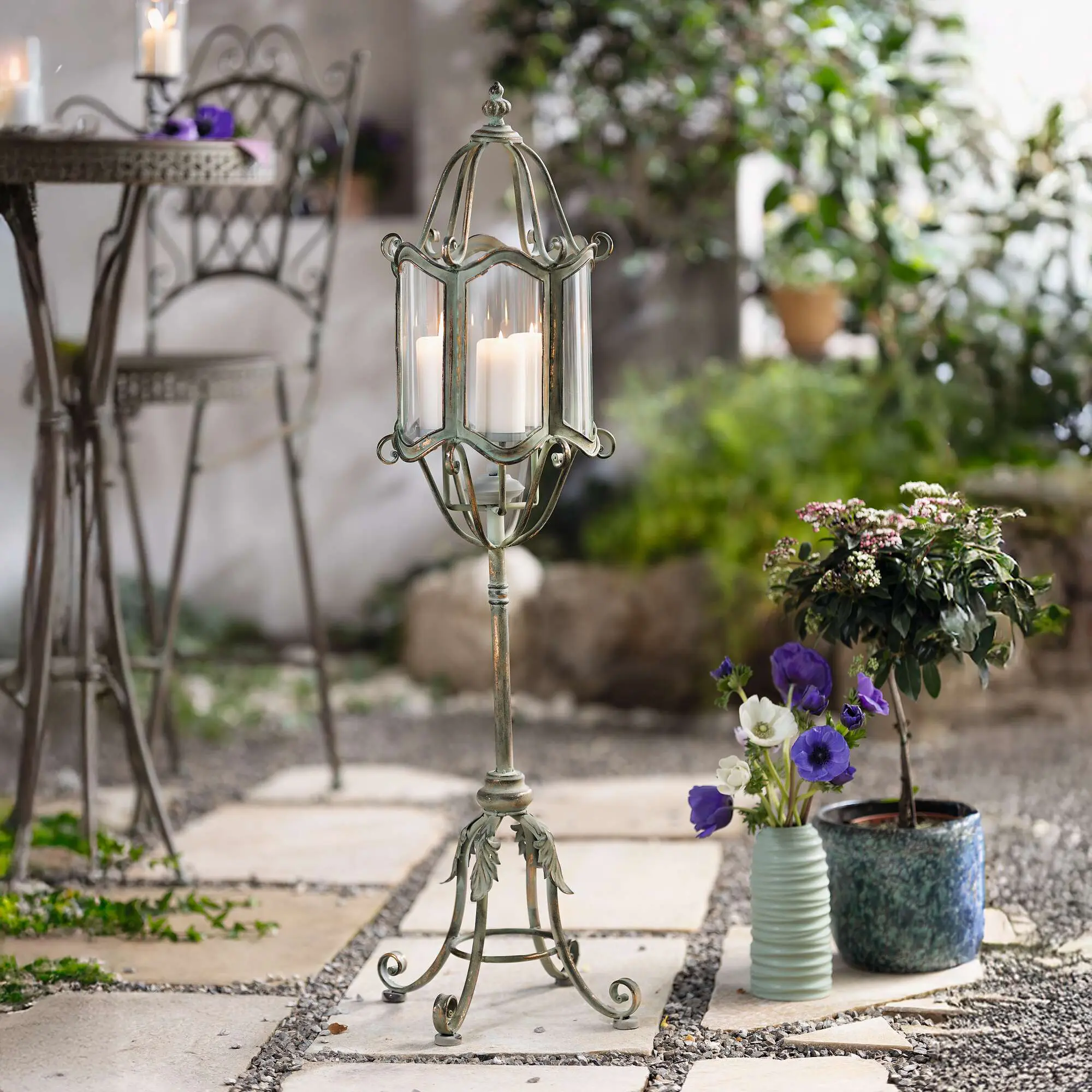 Standlaterne "Shabby-Grey"  im Frank Flechtwaren Online Shop kaufen