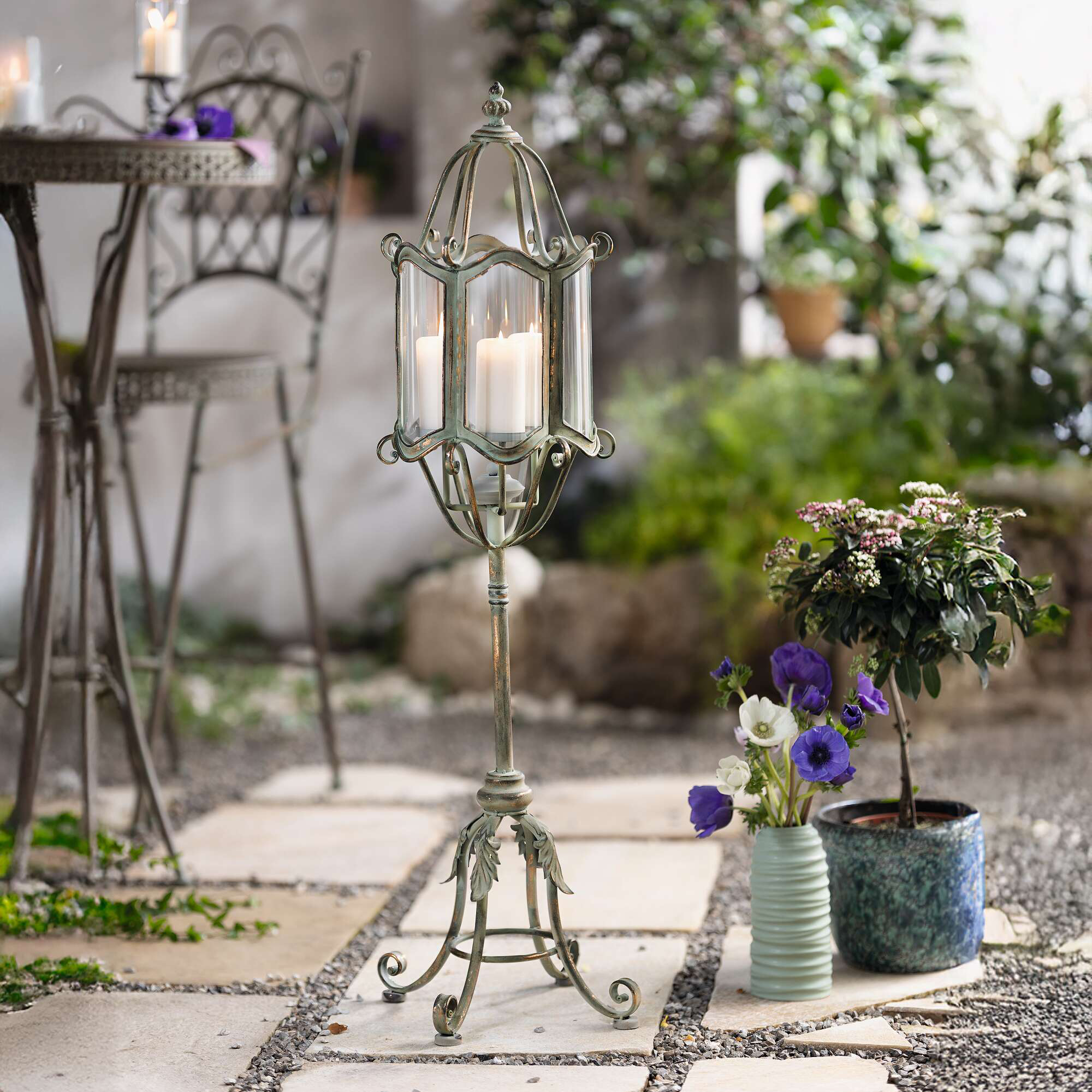 Standlaterne "Shabby-Grey"  im Frank Flechtwaren Online Shop kaufen