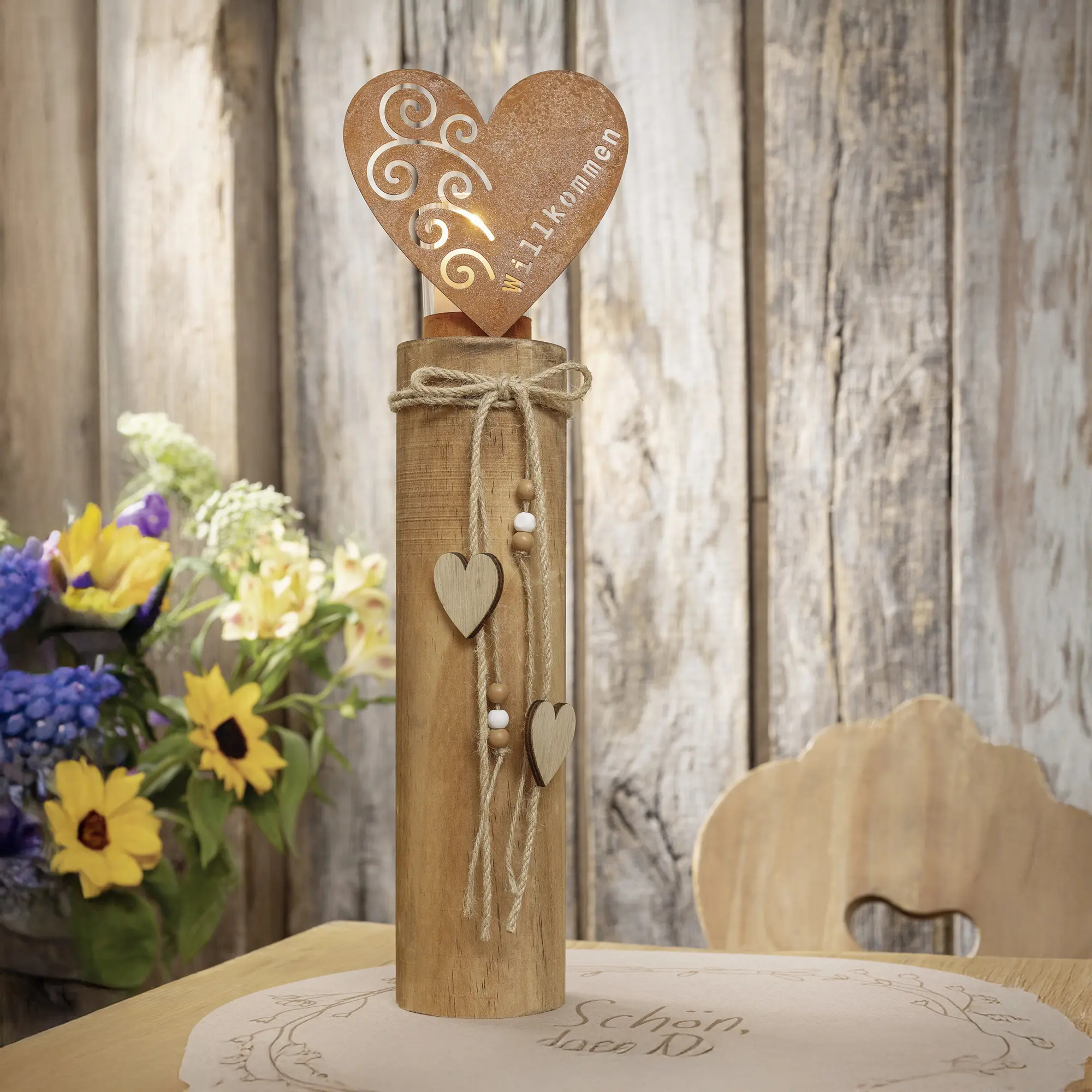 Windlichtsäule "Herz"  im Frank Flechtwaren Online Shop kaufen