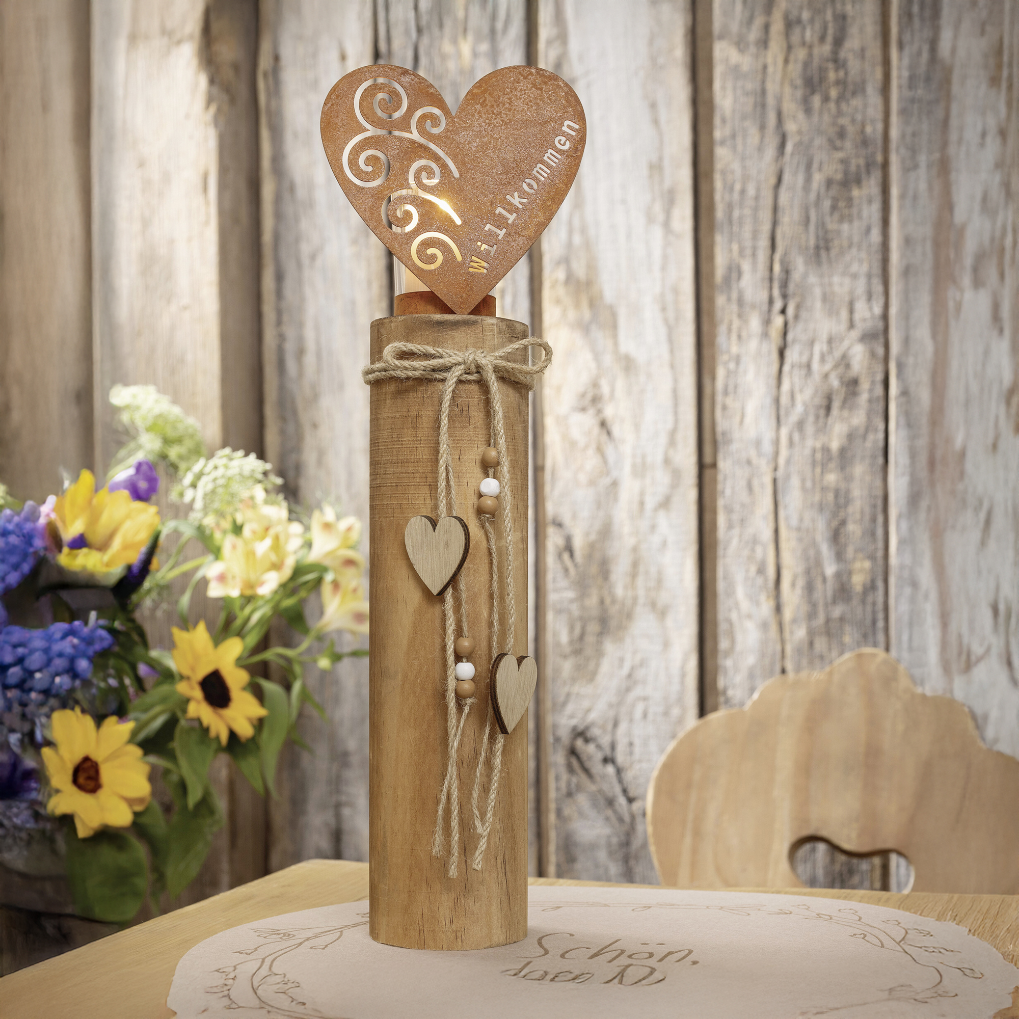 Windlichtsäule "Herz"  im Frank Flechtwaren Online Shop kaufen