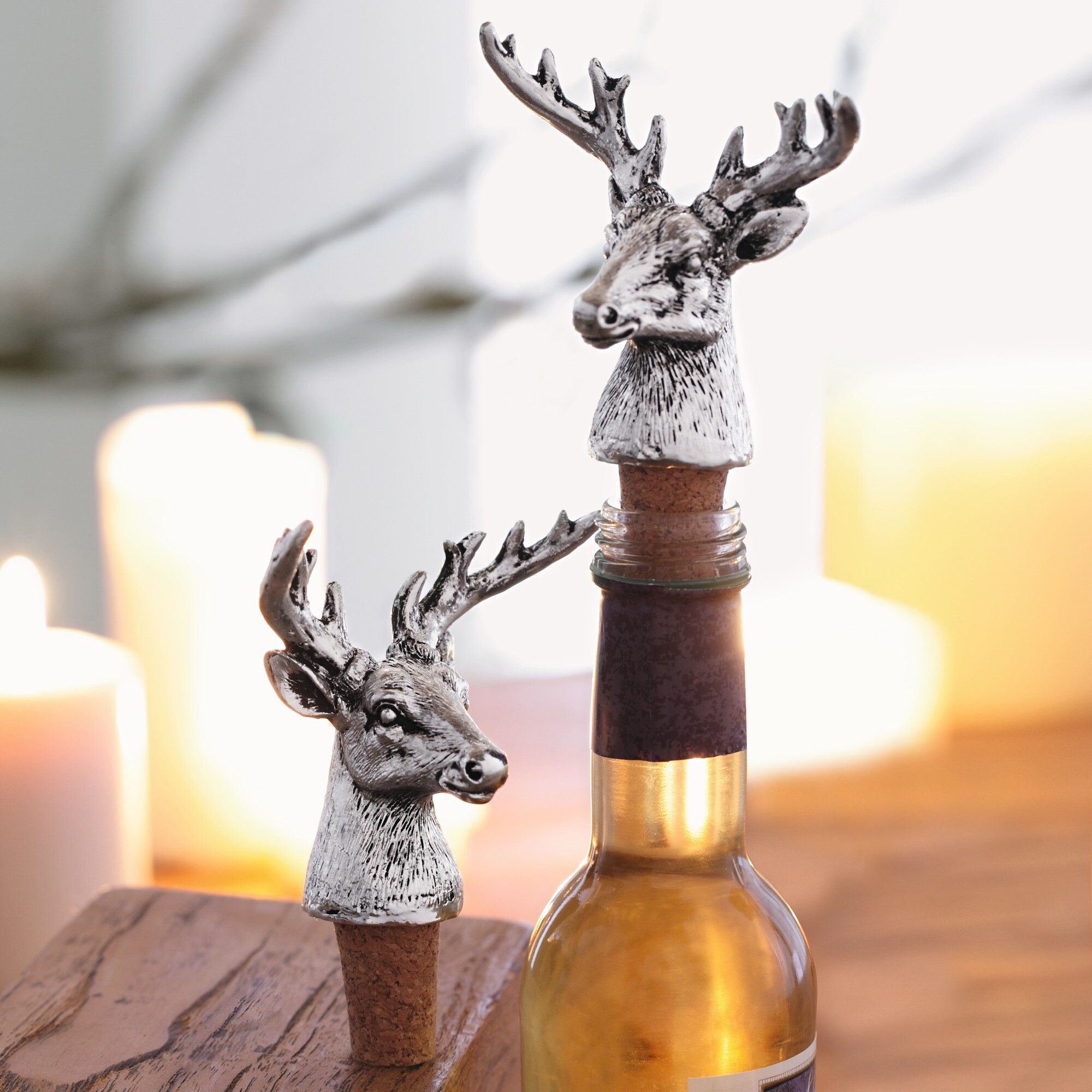 Flaschenkorken "Silberhirsch", 2er Set  im Frank Flechtwaren Online Shop kaufen