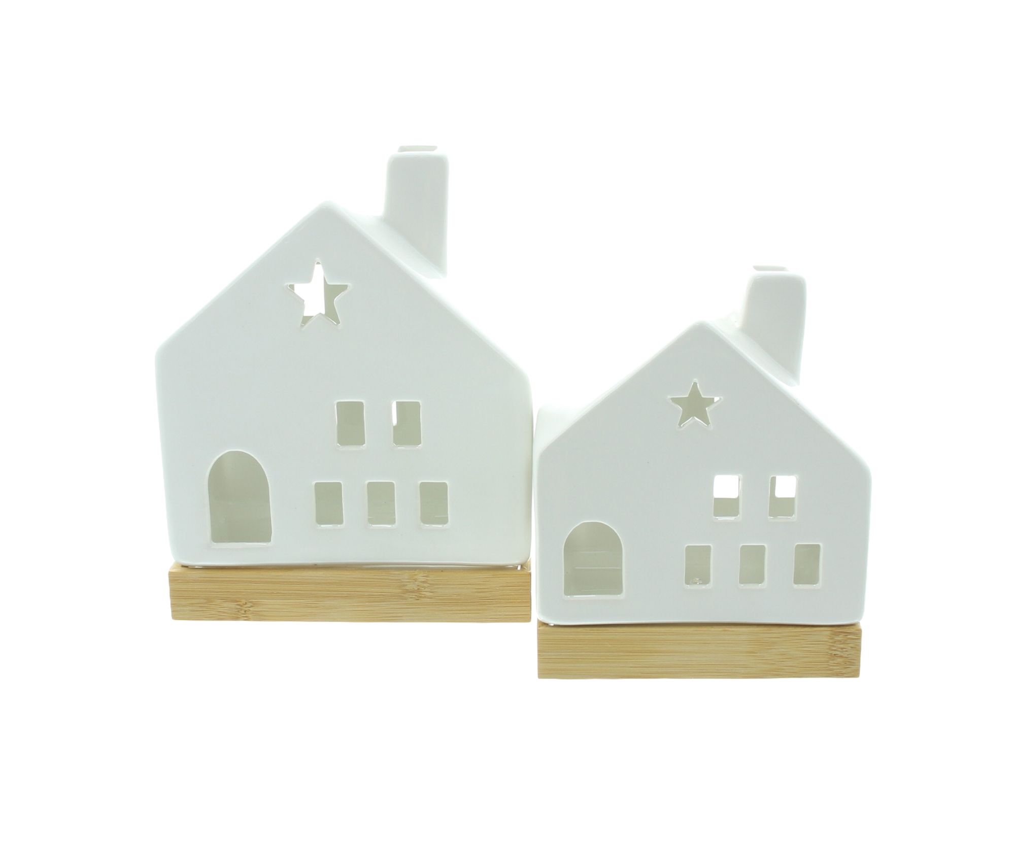 LED-Haus "White", 2er Set  im Frank Flechtwaren Online Shop für Nordischer Winter kaufen