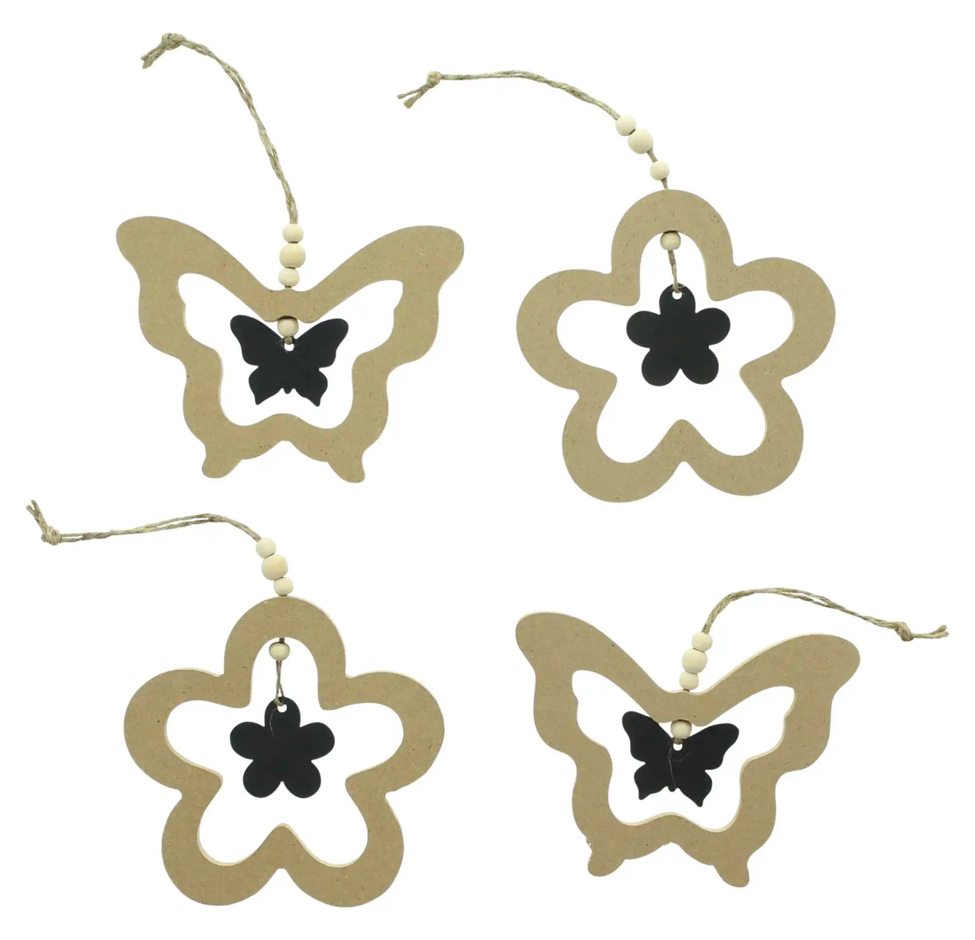 Hänger "Schmetterling &amp; Blume", 4er Set  im Frank Flechtwaren Online Shop für Ostern kaufen