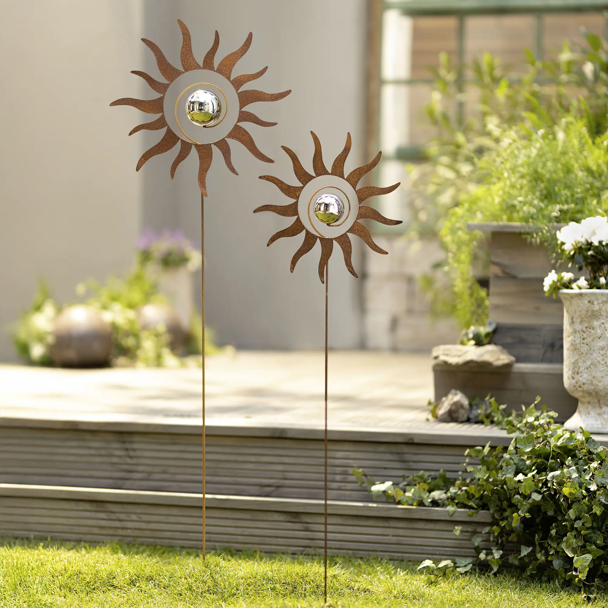 Gartenstecker "Kugelsonne", 2er Set  im Frank Flechtwaren Online Shop kaufen