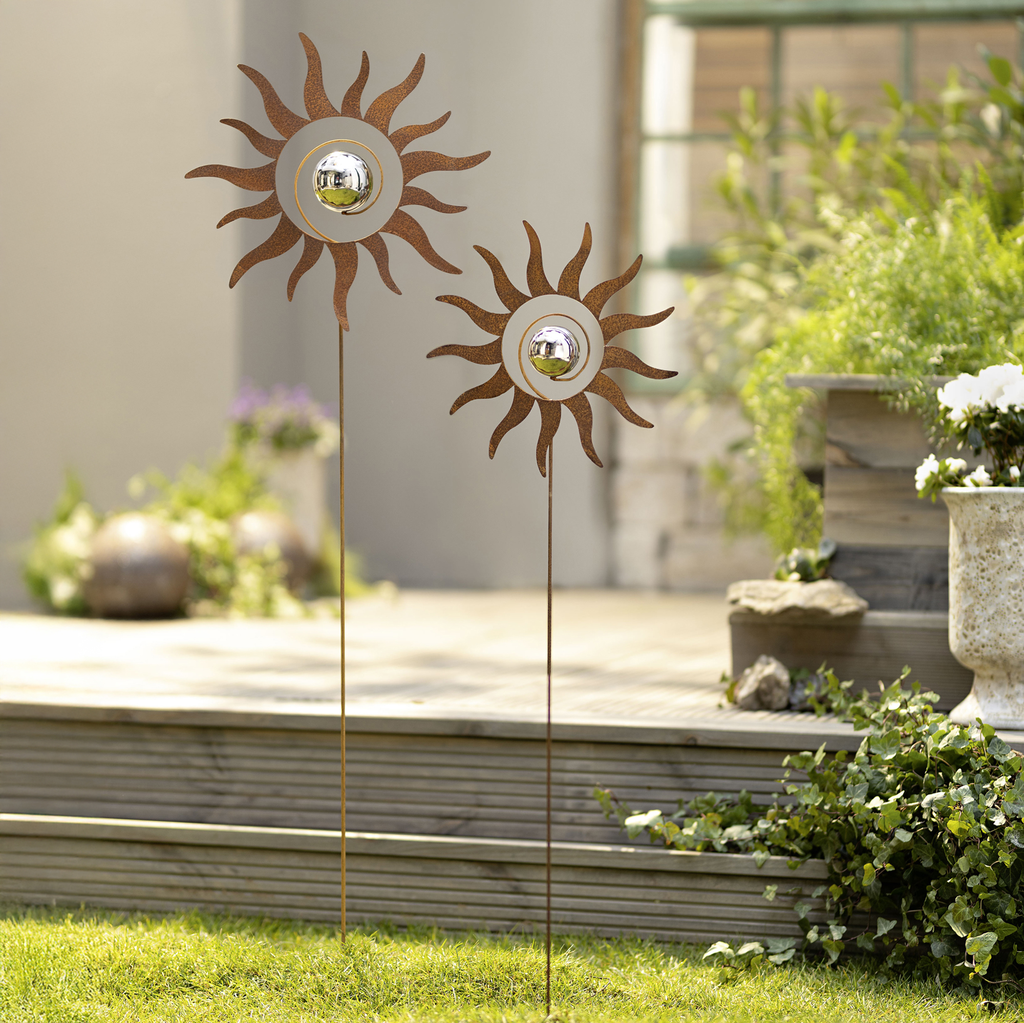 Gartenstecker "Kugelsonne", 2er Set  im Frank Flechtwaren Online Shop kaufen