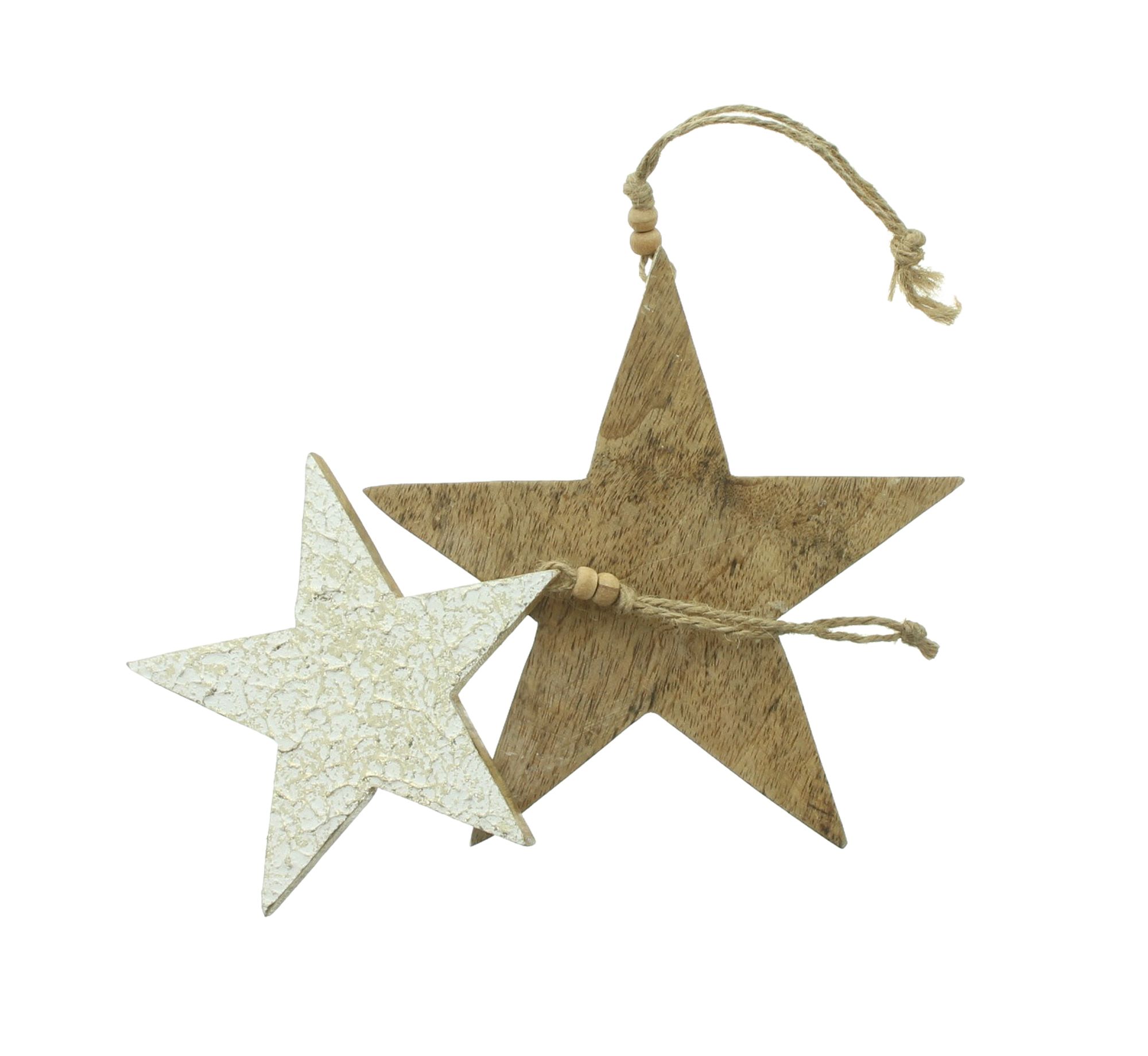 Stern-Hänger "Snowy", 2er Set  im Frank Flechtwaren Online Shop für Sterne kaufen