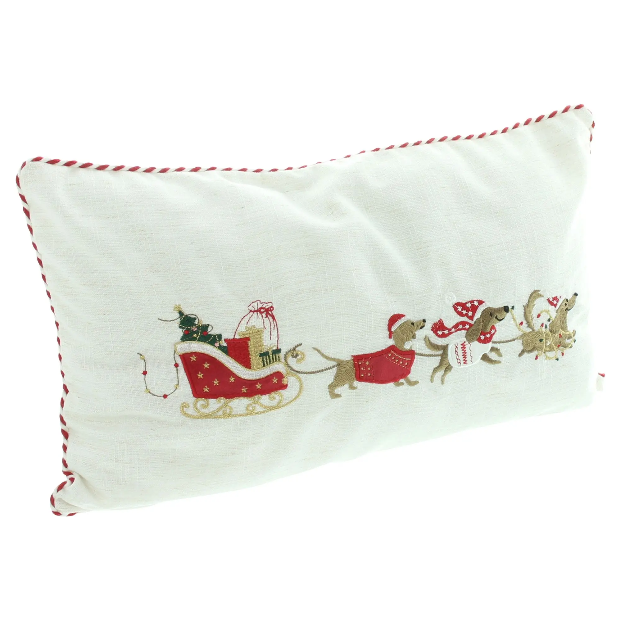 Kissenhülle "Dackelschlitten"  im Frank Flechtwaren Online Shop für Weihnachtliche Kissen &amp; Kissenhüllen kaufen
