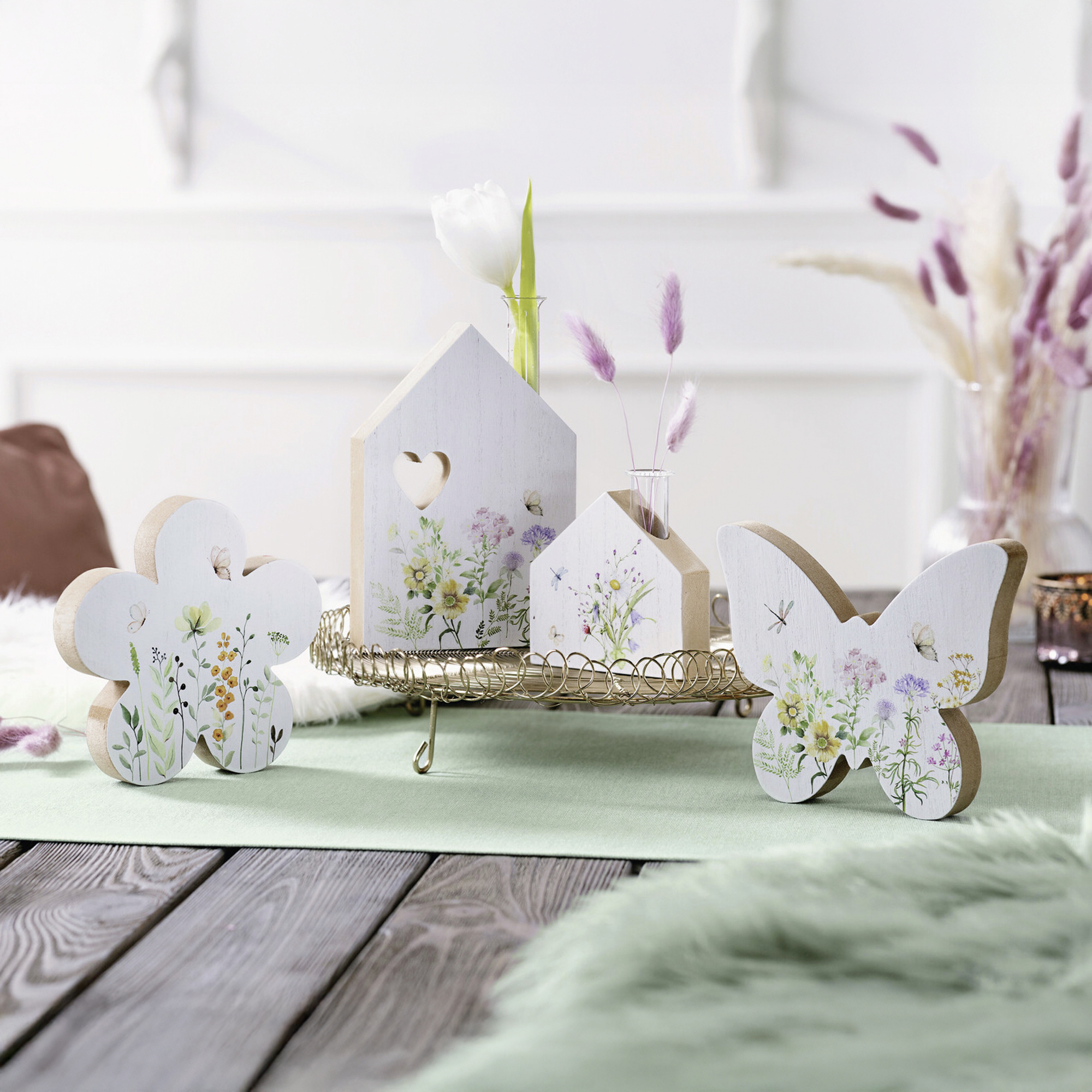 Haus mit Vase "Blumenwiese", 2er Set  im Frank Flechtwaren Online Shop kaufen