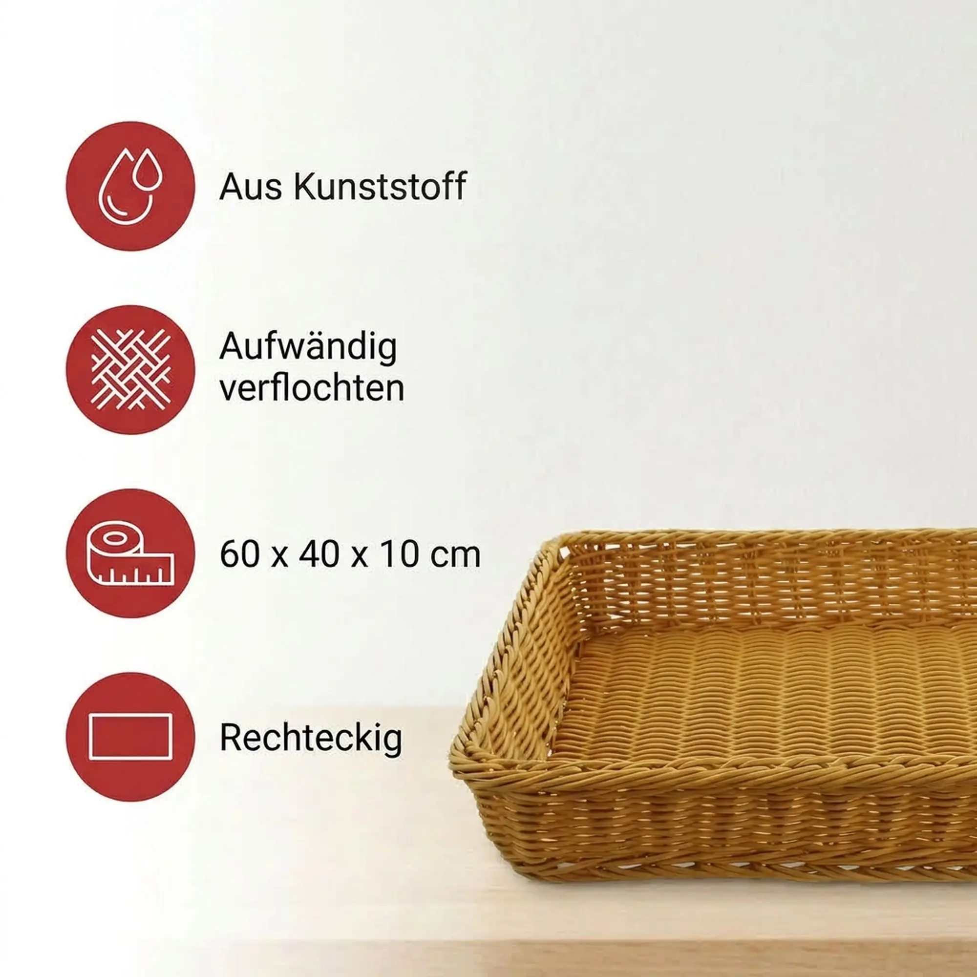 Auslagekorb "Poly", 60 x 40 x 10 cm  im Frank Flechtwaren Online Shop für Badezimmer kaufen