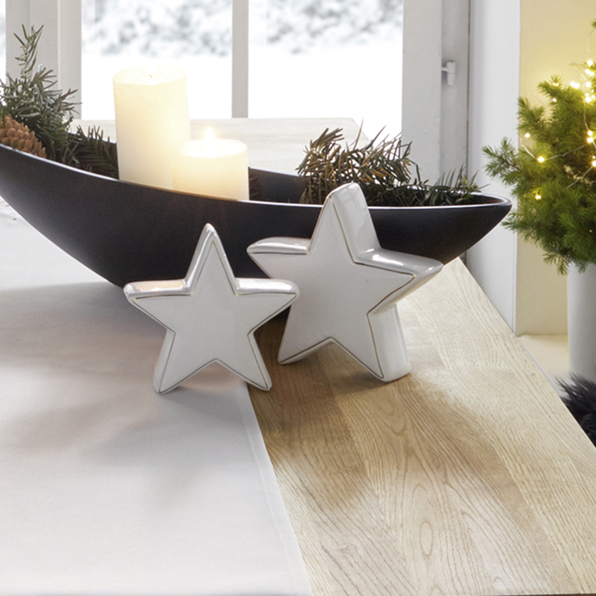 Stern "Goldkante", 2er Set  im Frank Flechtwaren Online Shop kaufen