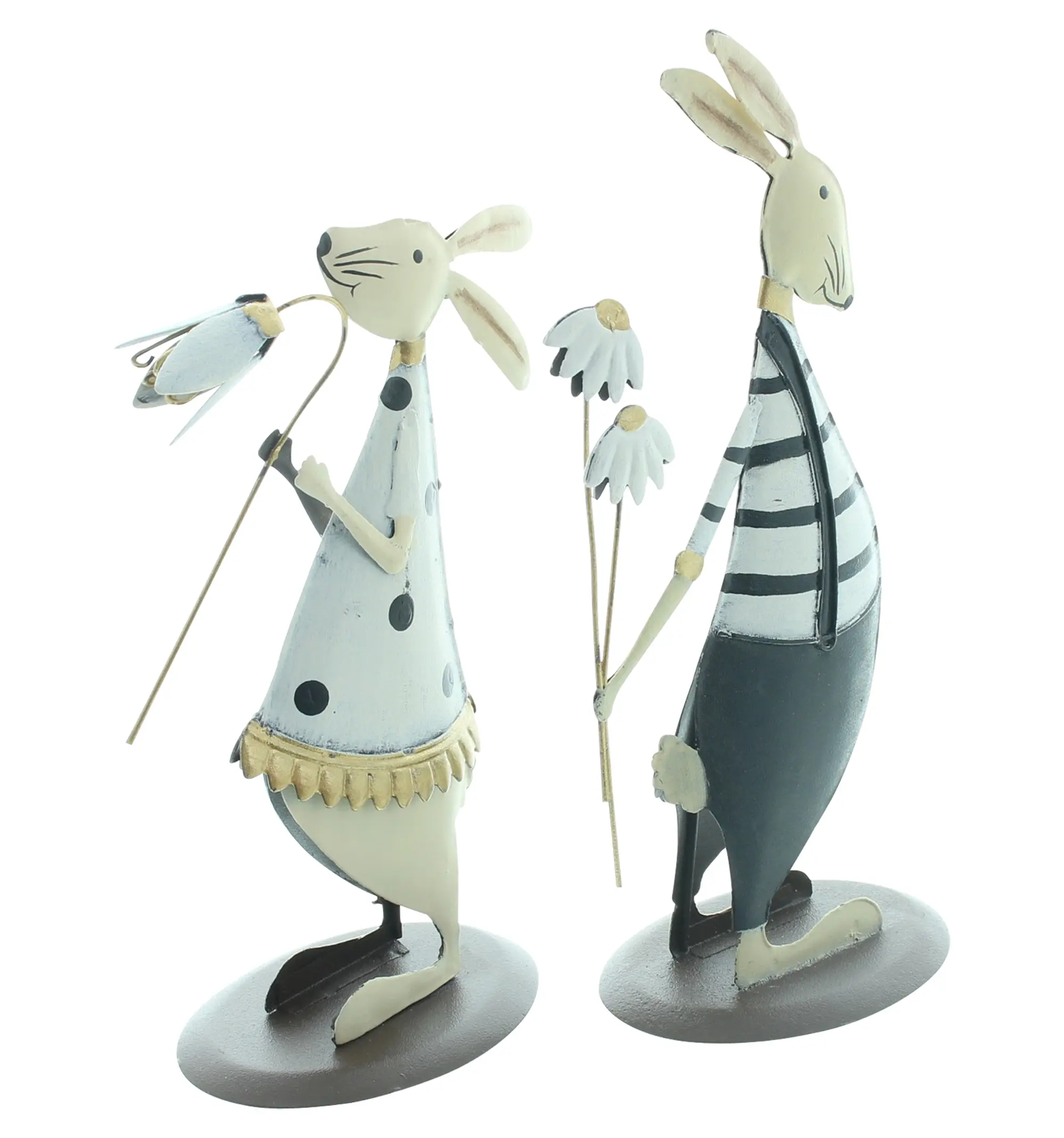 Figur "Hasenpaar mit Blümchen", 2er Set  im Frank Flechtwaren Online Shop für Hasen &amp; Co kaufen