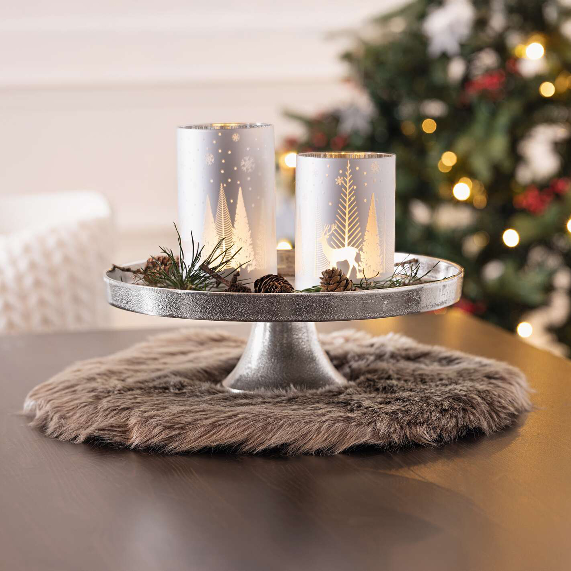 Windlicht "Winterlandschaft", 2er Set  im Frank Flechtwaren Online Shop kaufen