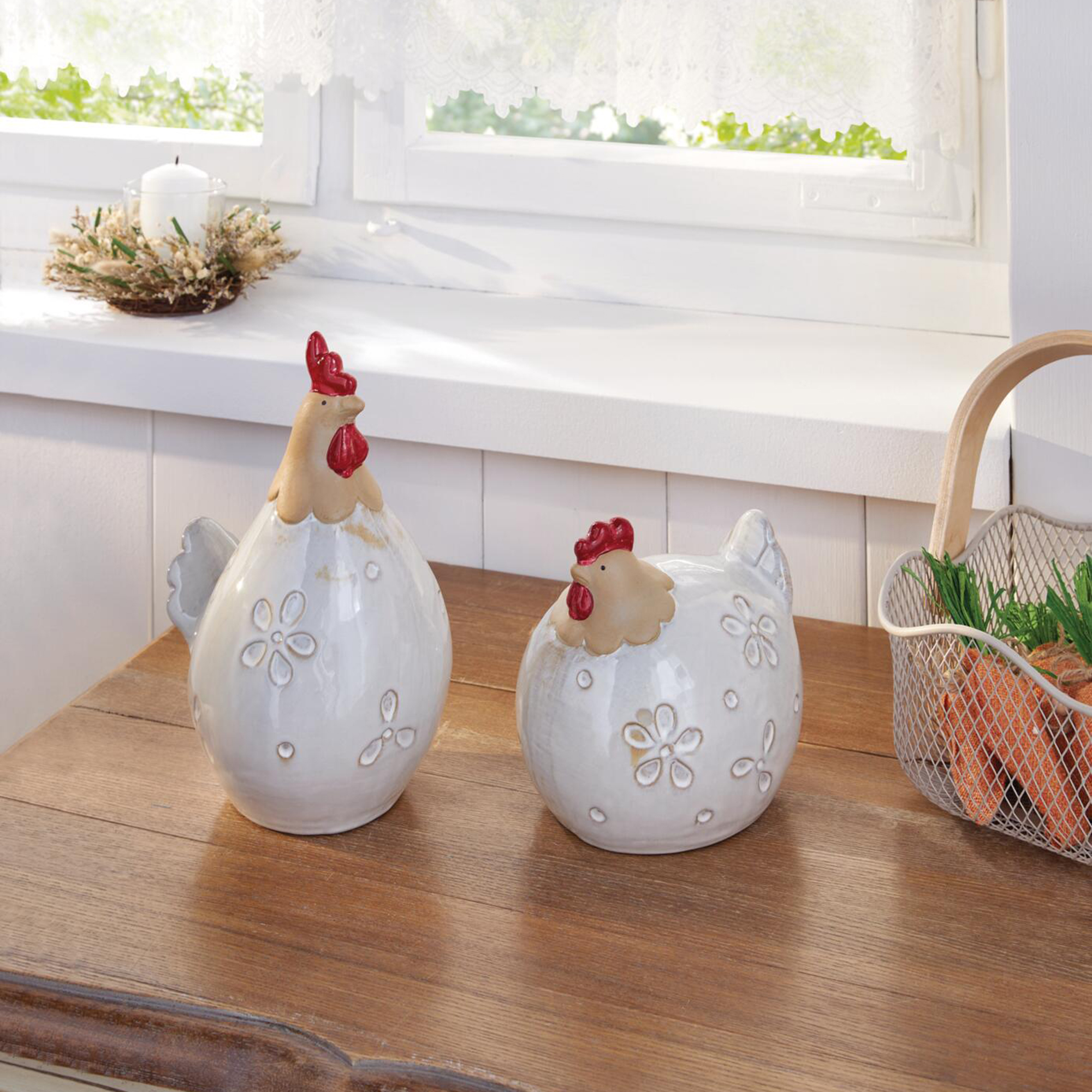 Huhn "Blumenmuster", 2er Set  im Frank Flechtwaren Online Shop für Gerade eingetroffen kaufen