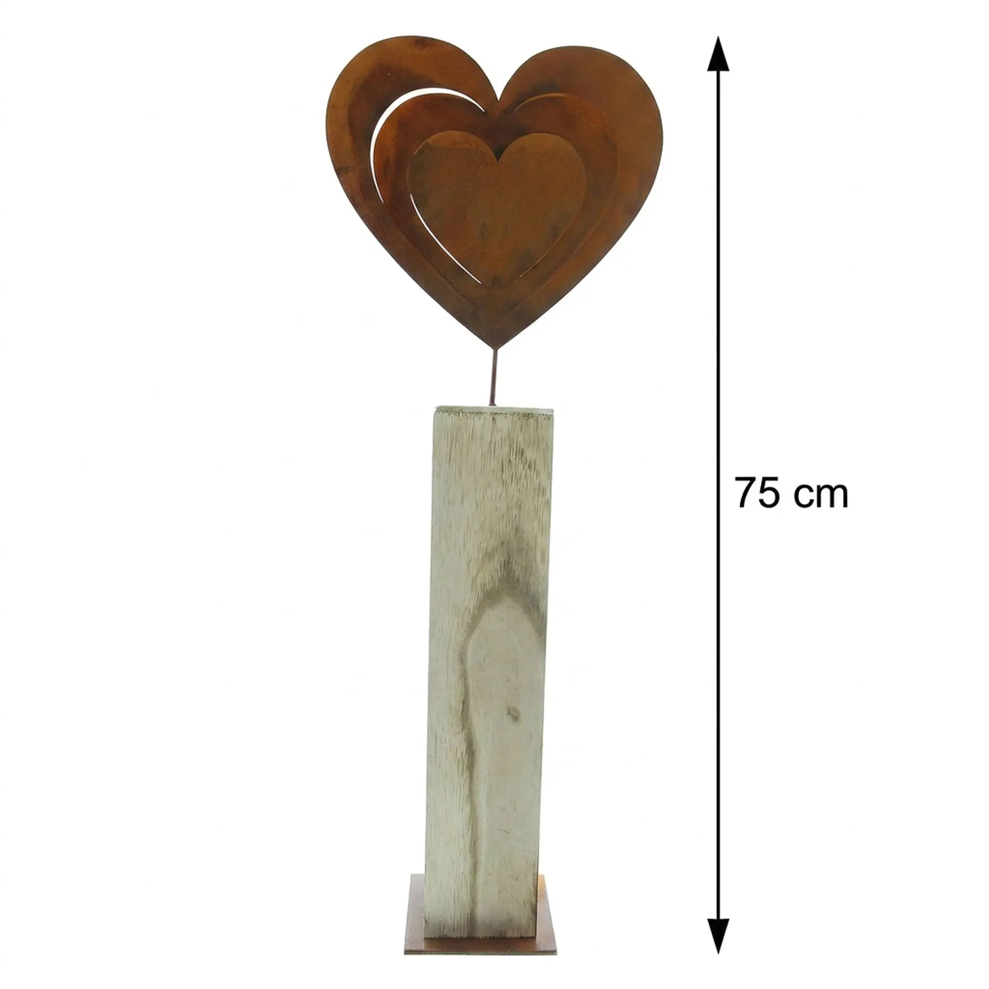 Holzsäule "Rostherz"  im Frank Flechtwaren Online Shop für Herzflattern kaufen