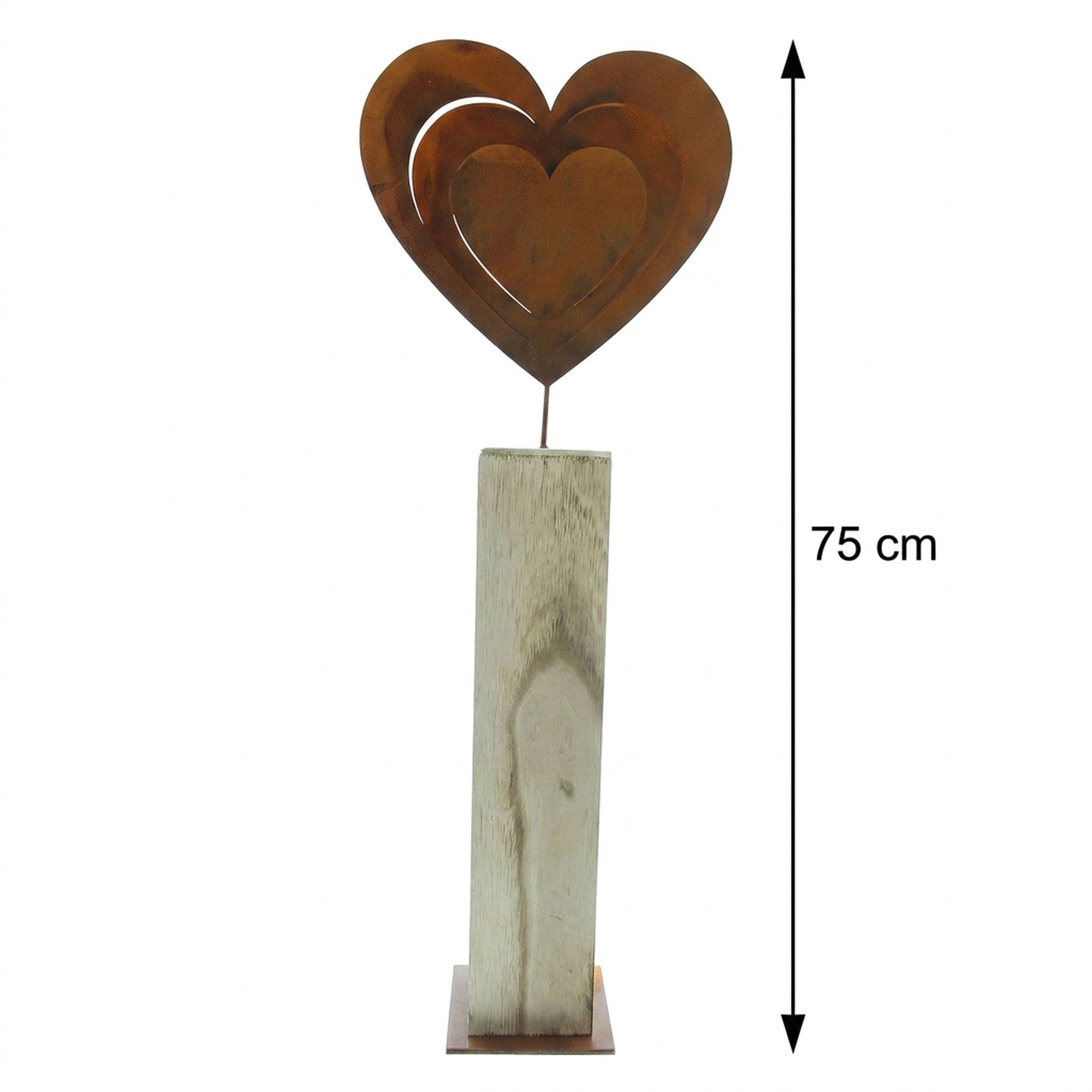 Holzsäule "Rostherz"  im Frank Flechtwaren Online Shop für Herzflattern kaufen
