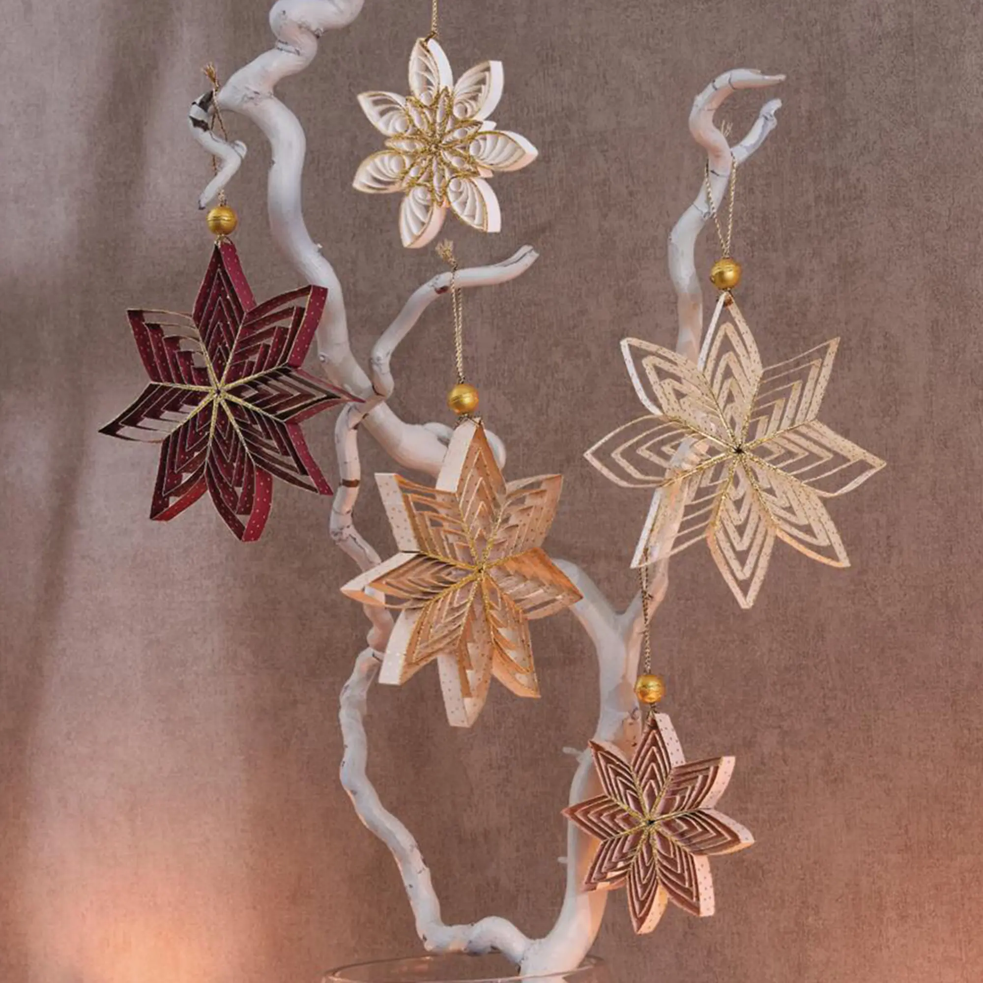 Deko-Hänger "Weihnachtsstern", 5er Set  im Frank Flechtwaren Online Shop kaufen