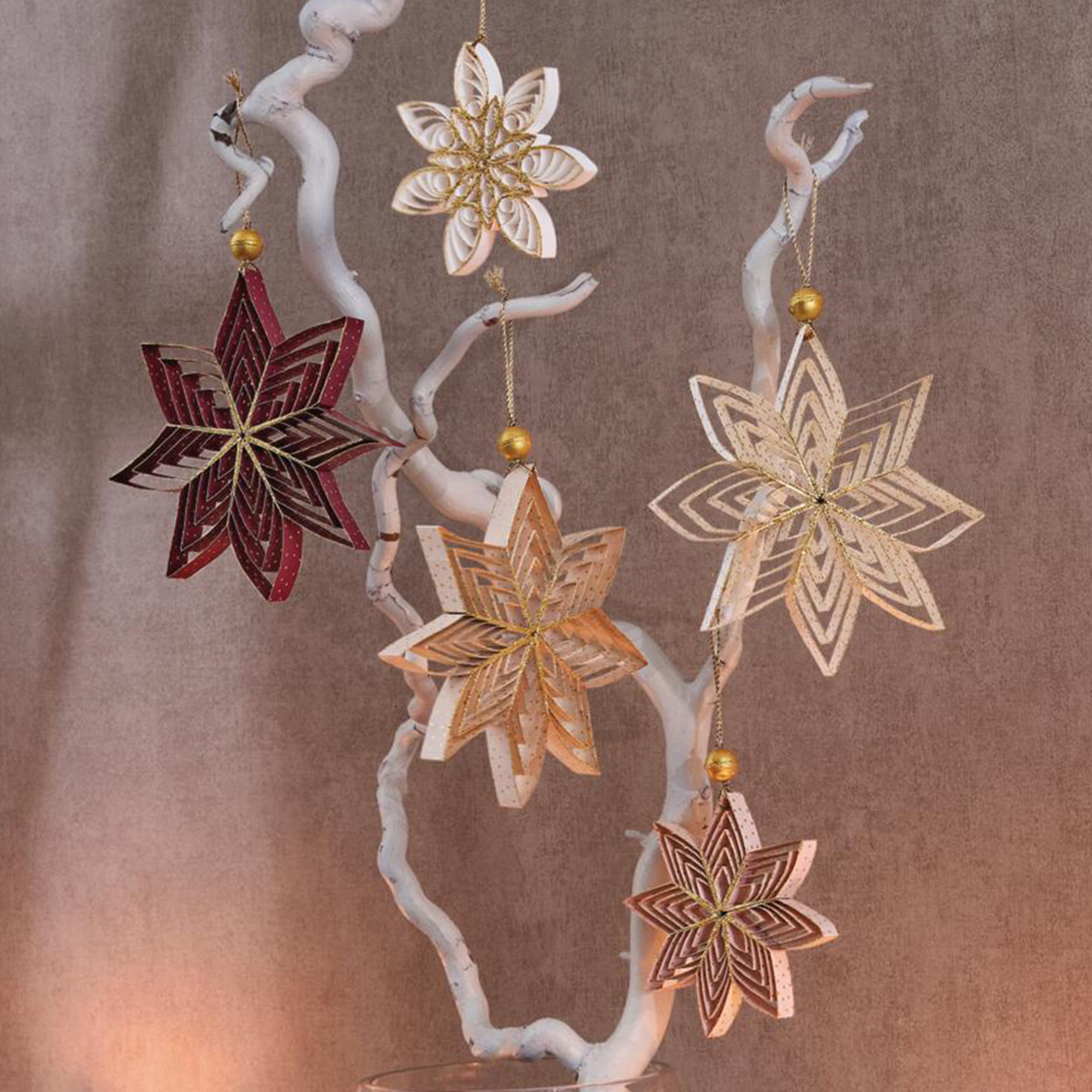 Deko-Hänger "Weihnachtsstern", 5er Set  im Frank Flechtwaren Online Shop kaufen