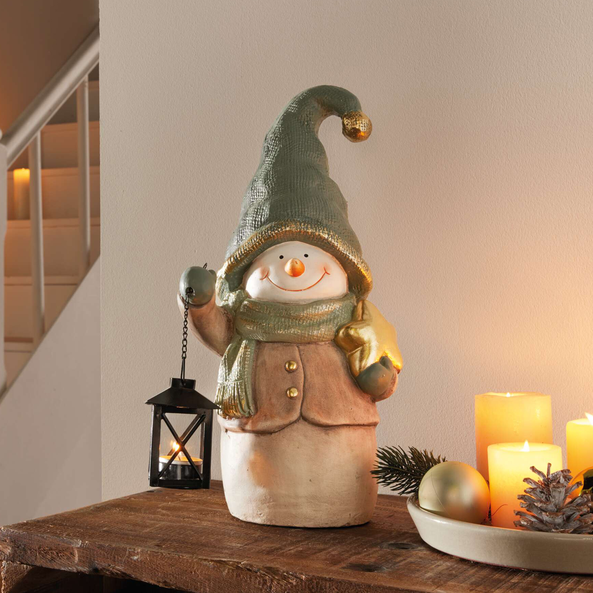 Figur "Schneemann mit Laterne"  im Frank Flechtwaren Online Shop kaufen