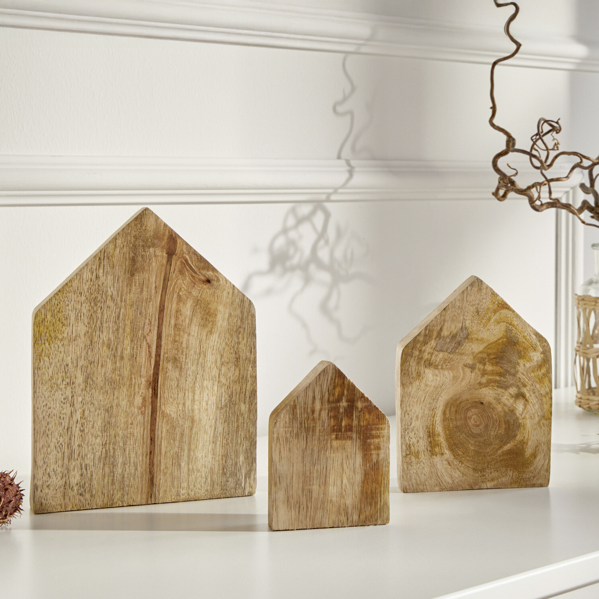 Holzdeko "Haus", 3er Set  im Frank Flechtwaren Online Shop kaufen