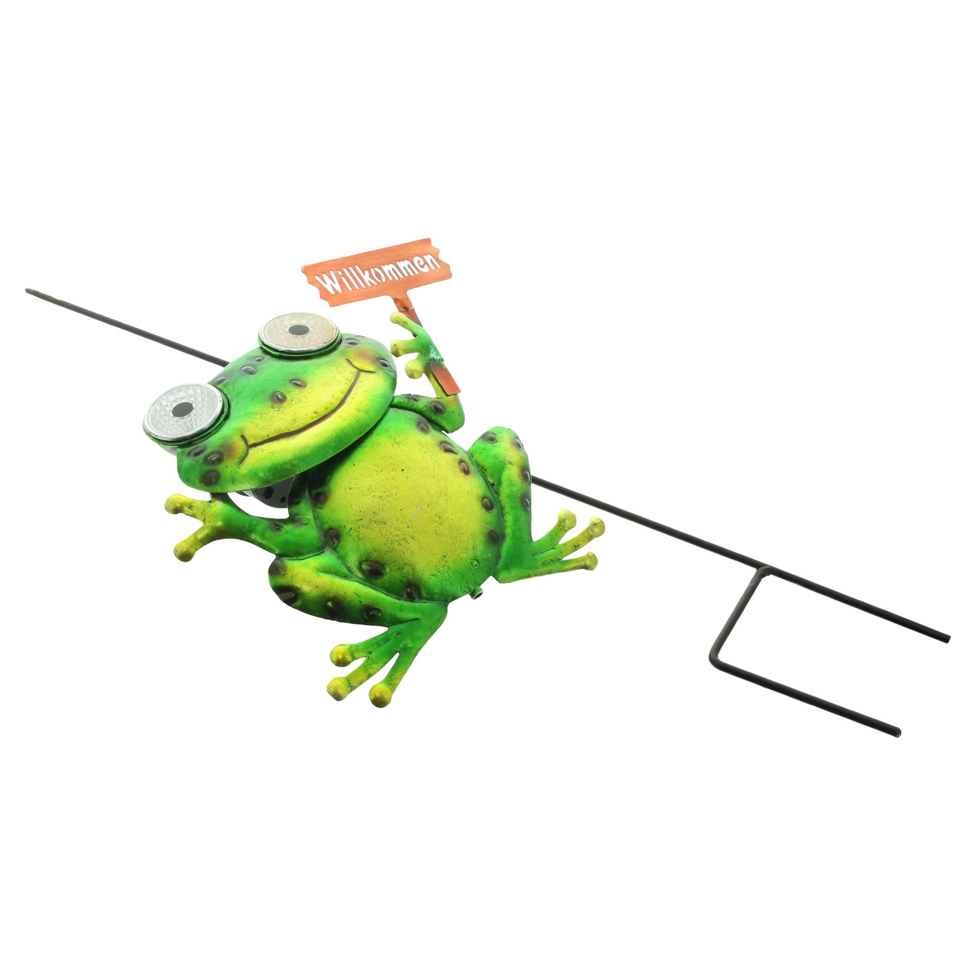 LED-Solarstecker "Crazy Frog"  im Frank Flechtwaren Online Shop für Gartenfiguren kaufen