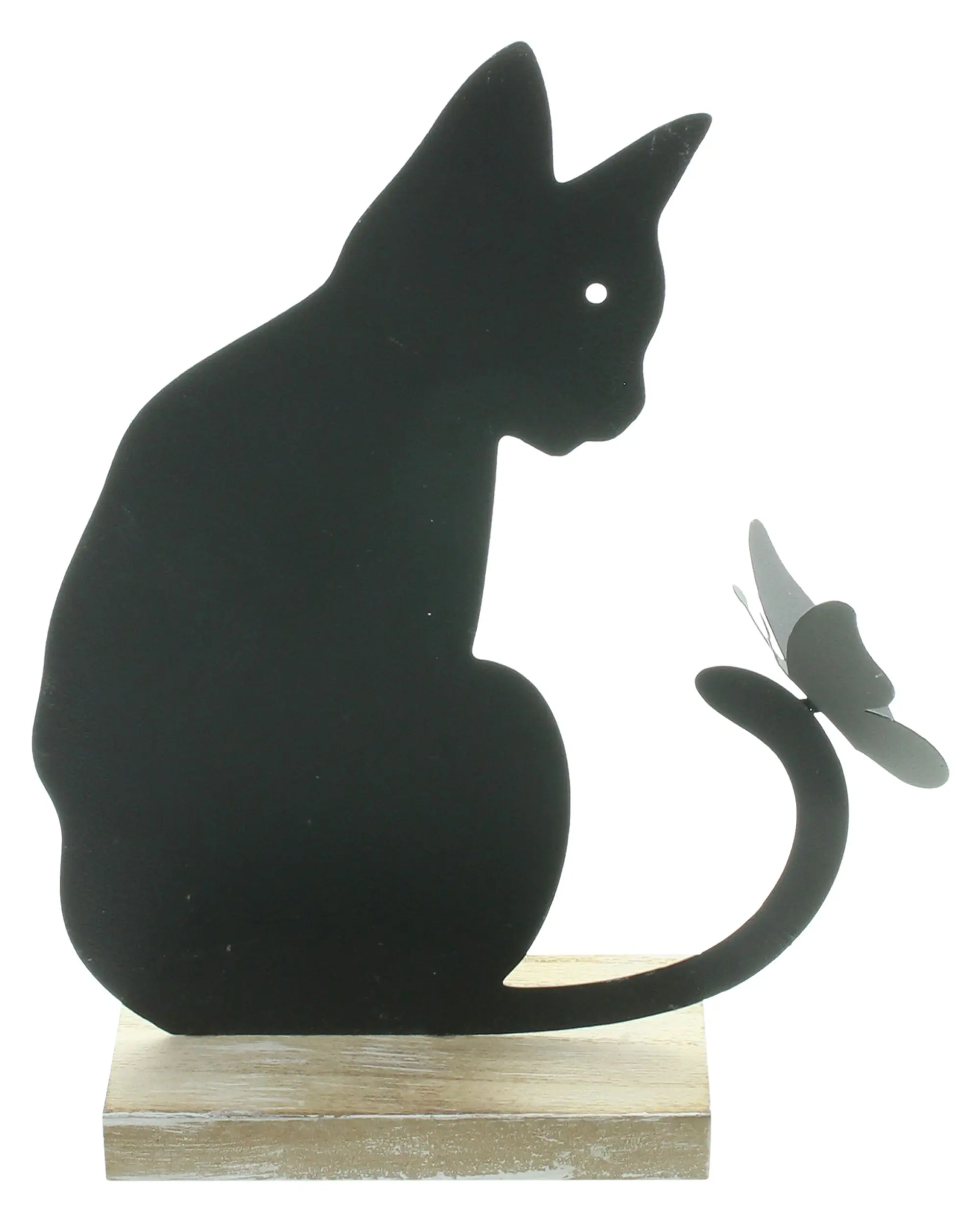 Figur "Katze mit Schmetterling"  im Frank Flechtwaren Online Shop für Dekofiguren kaufen