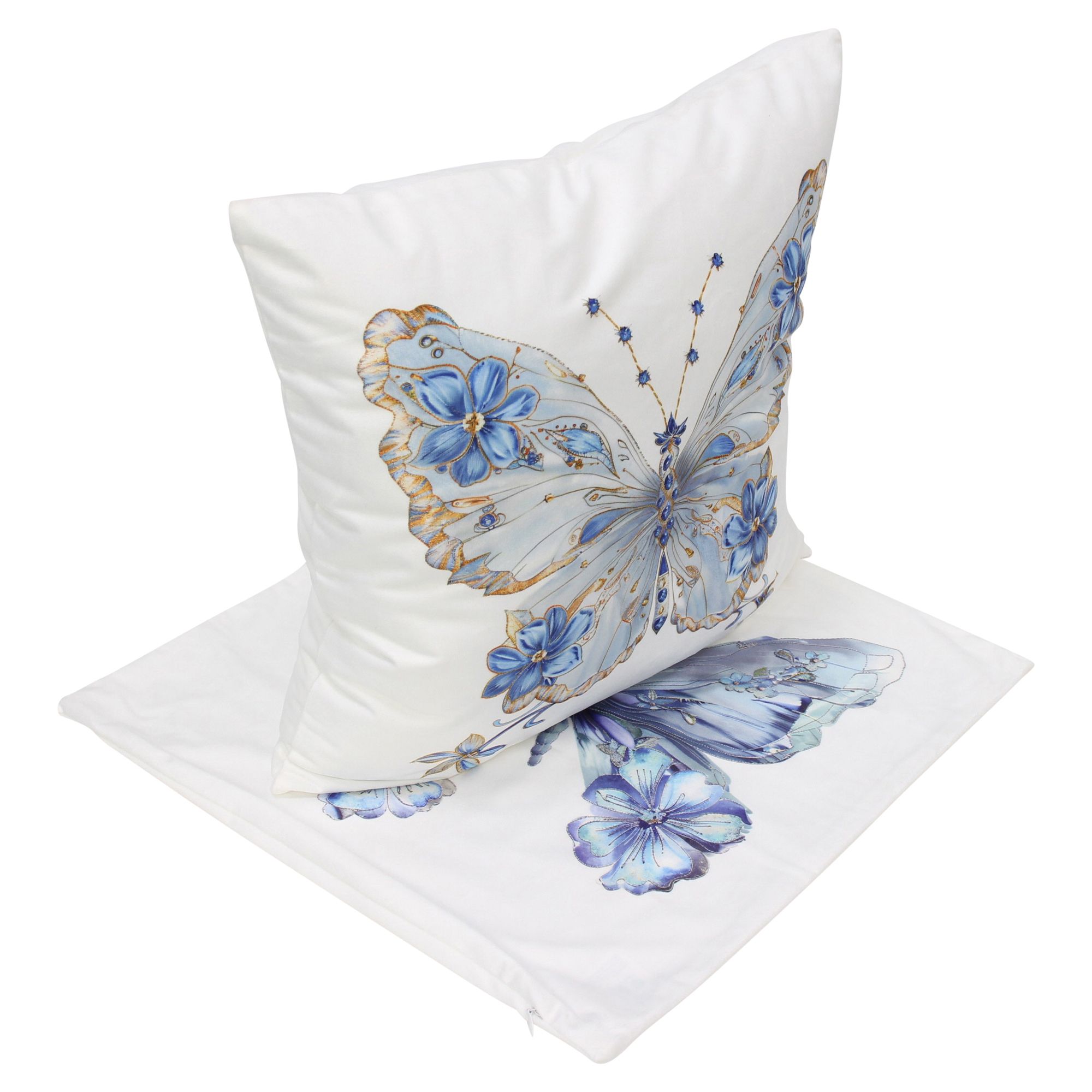 Kissenhülle "Blauer Schmetterling", 2er Set  im Frank Flechtwaren Online Shop für Kissenhüllen kaufen