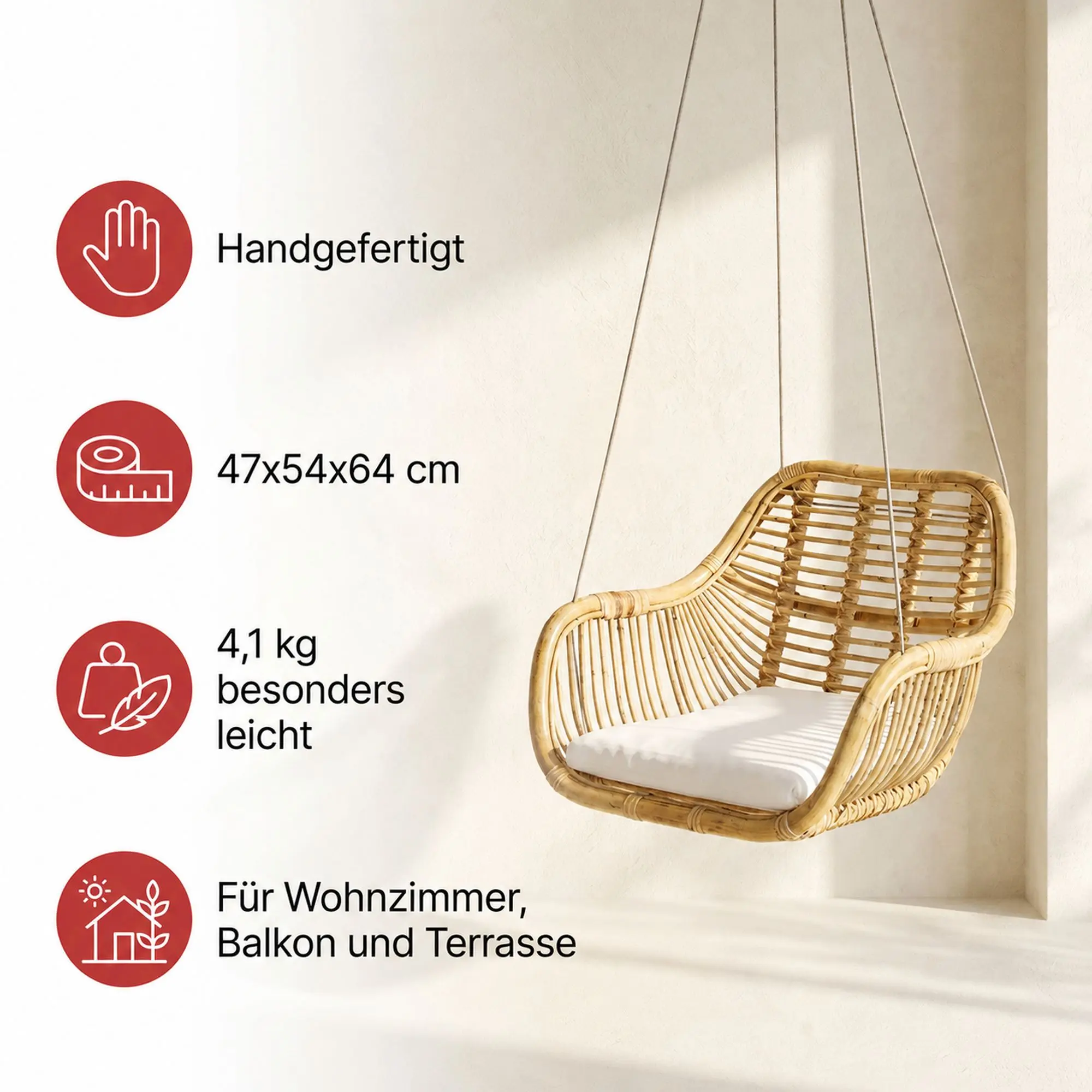 Korbhängesessel "Rattan"  im Frank Flechtwaren Online Shop für Flechtmöbel kaufen
