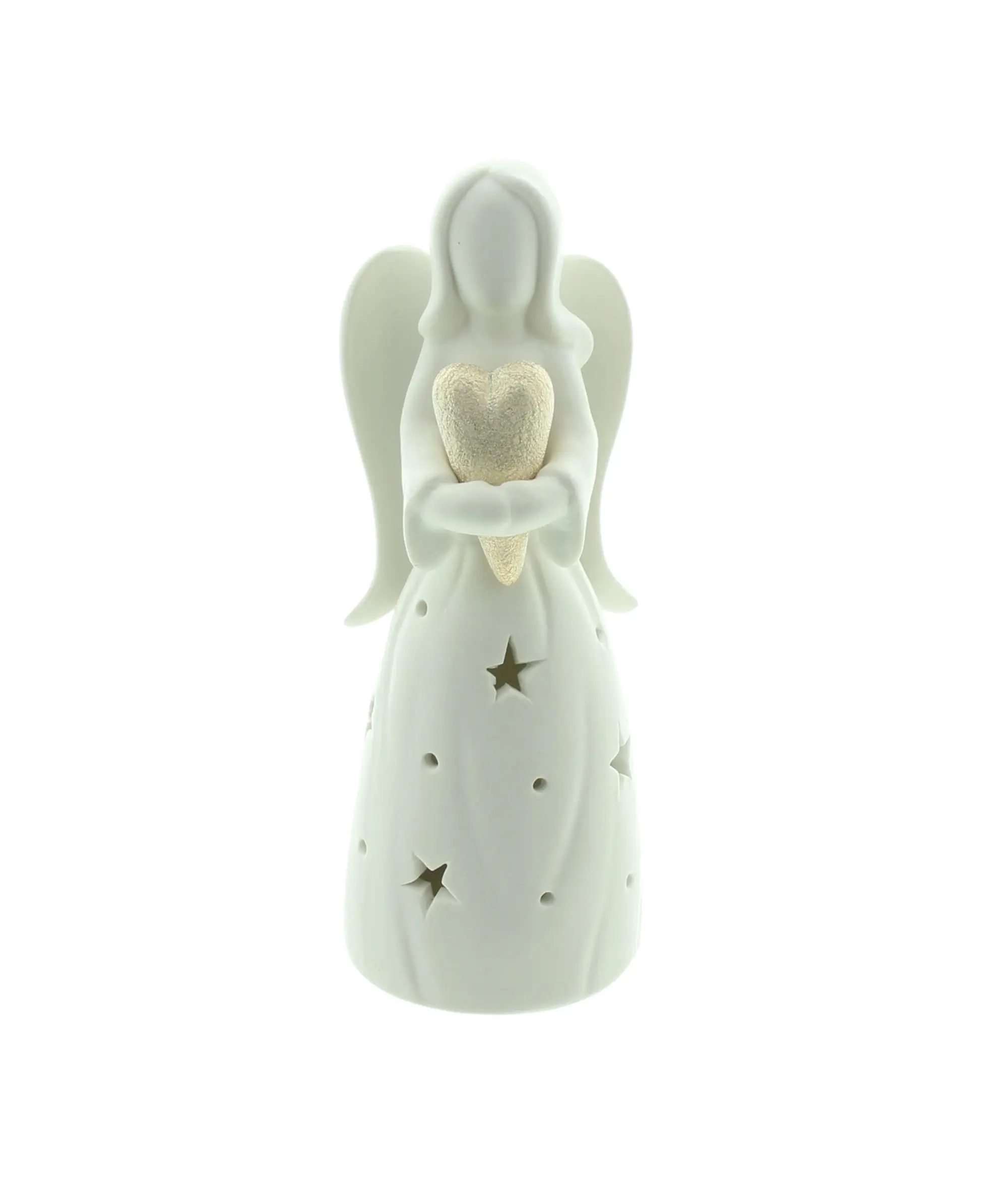 LED-Engel "Goldenes Herz"  im Frank Flechtwaren Online Shop für Engel kaufen