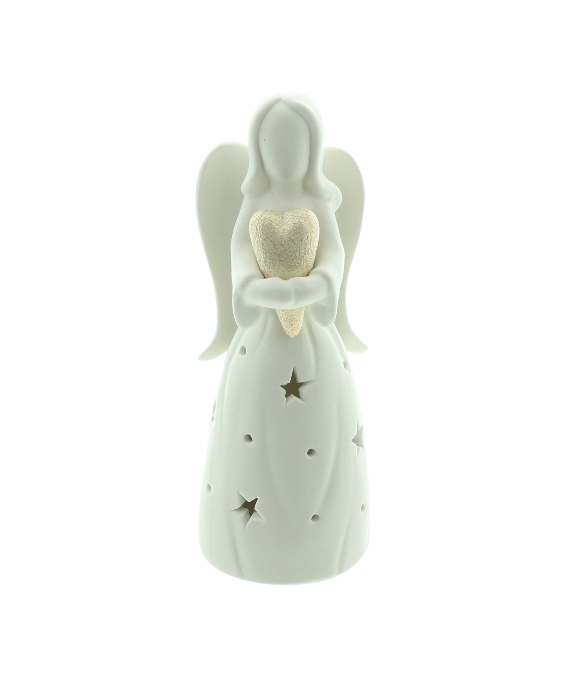 LED-Engel "Goldenes Herz"  im Frank Flechtwaren Online Shop für Engel kaufen