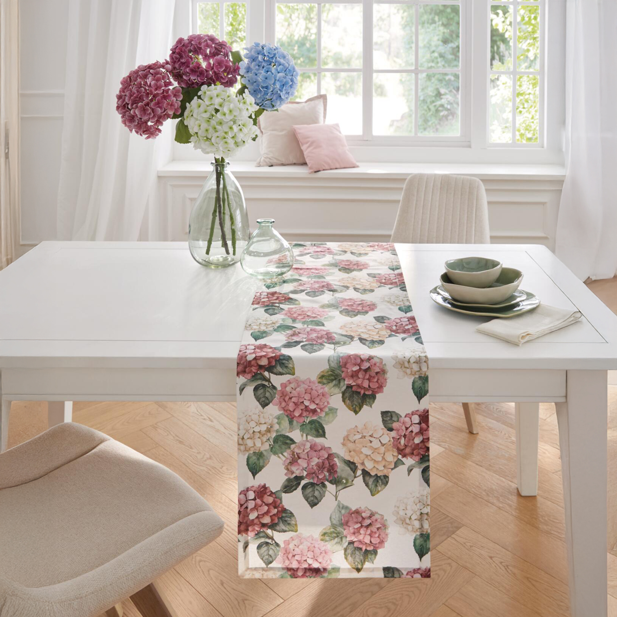 Kunstblume "Weiße Hortensie"  im Frank Flechtwaren Online Shop für Gerade eingetroffen kaufen