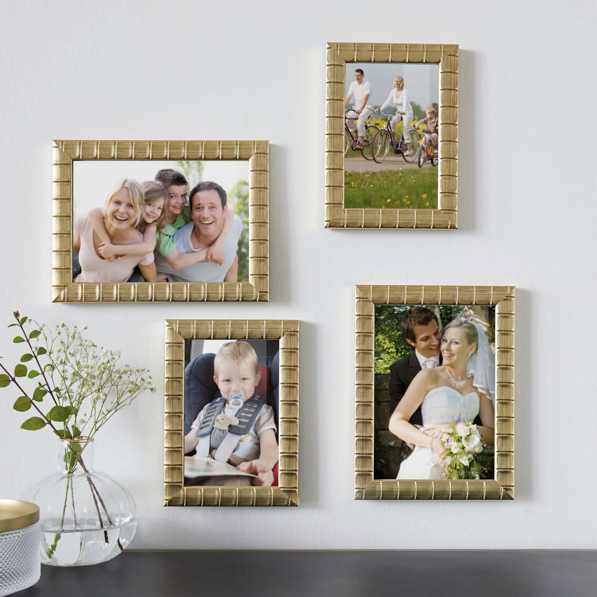Bilderrahmen "Gold", 4er Set  im Frank Flechtwaren Online Shop für Bilder &amp; Bilderrahmen kaufen