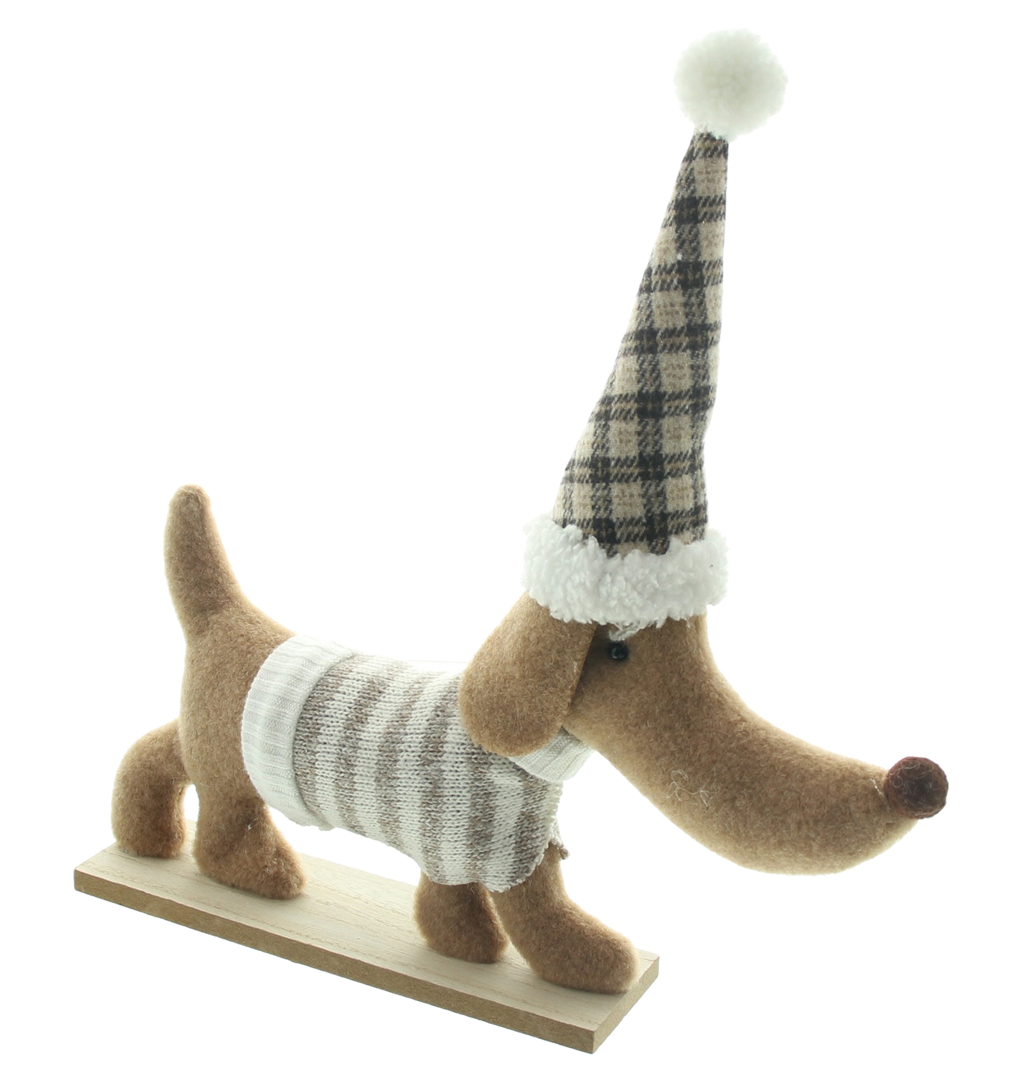 Dekofigur "Dackel mit Mütze"  im Frank Flechtwaren Online Shop für Dekofiguren kaufen