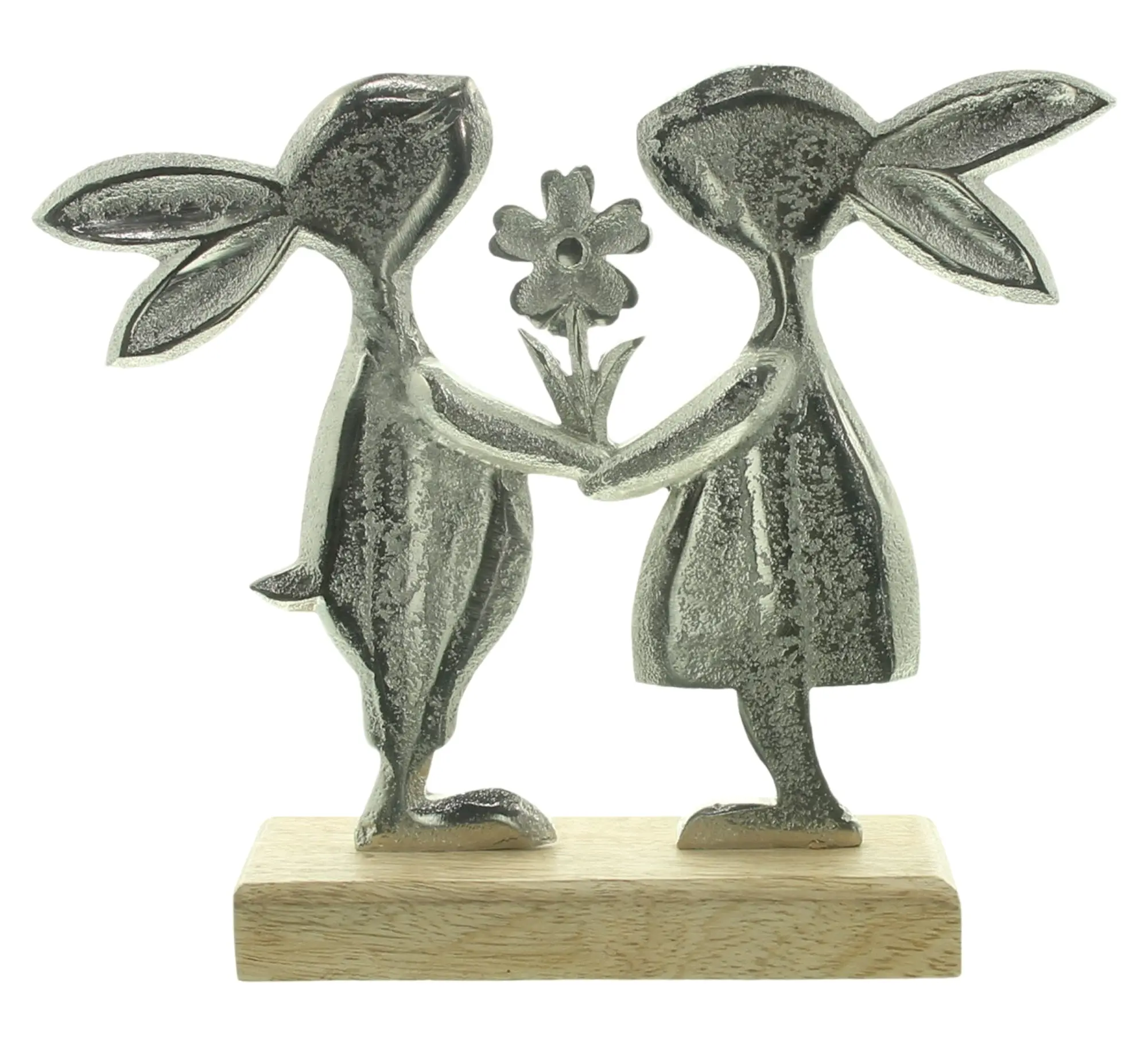 Figur "Hasenpaar mit Blumen"  im Frank Flechtwaren Online Shop für Hasen &amp; Co kaufen